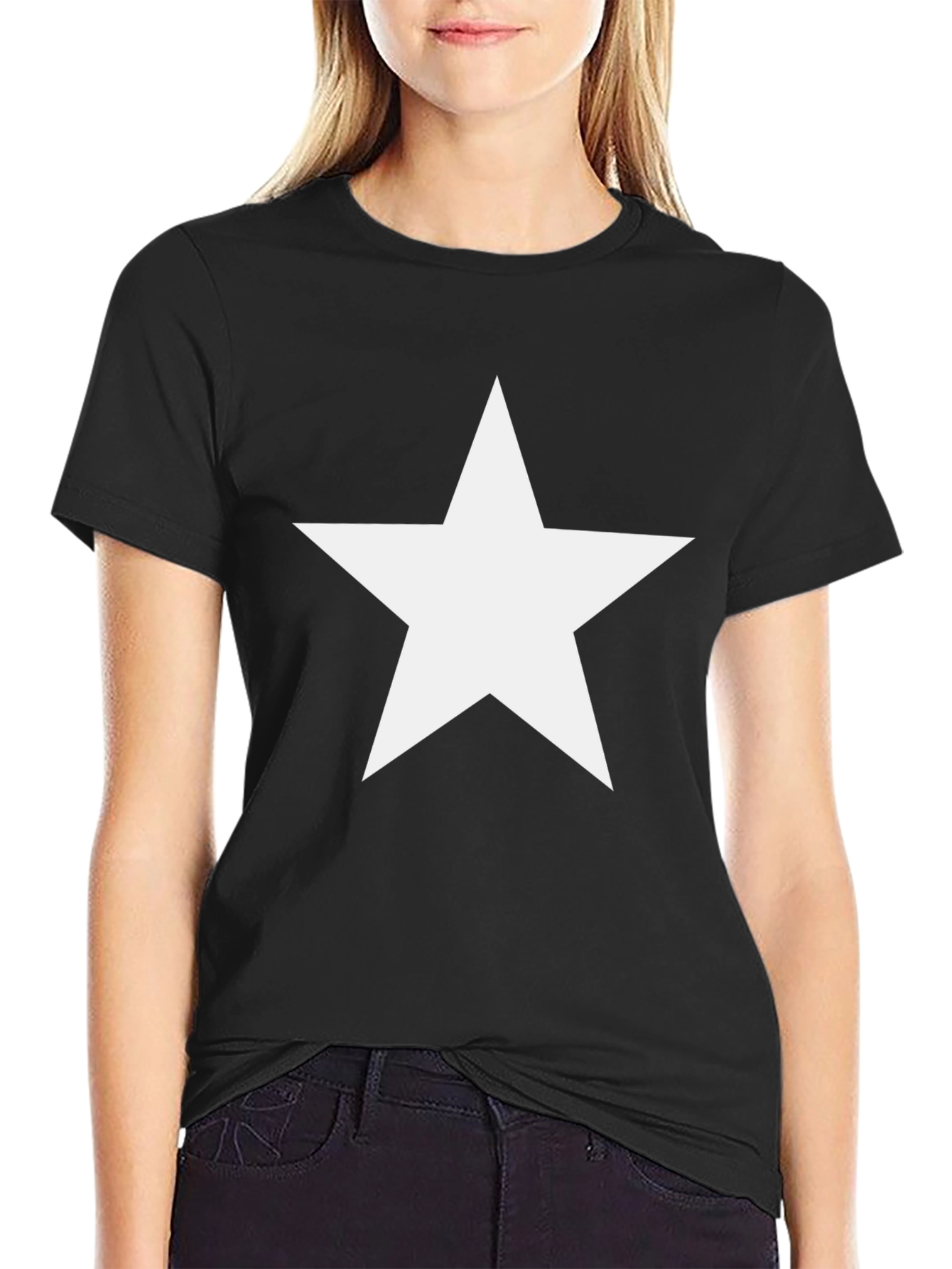 Bold Star Graphic Tee - Classic Black Cotton Comfort