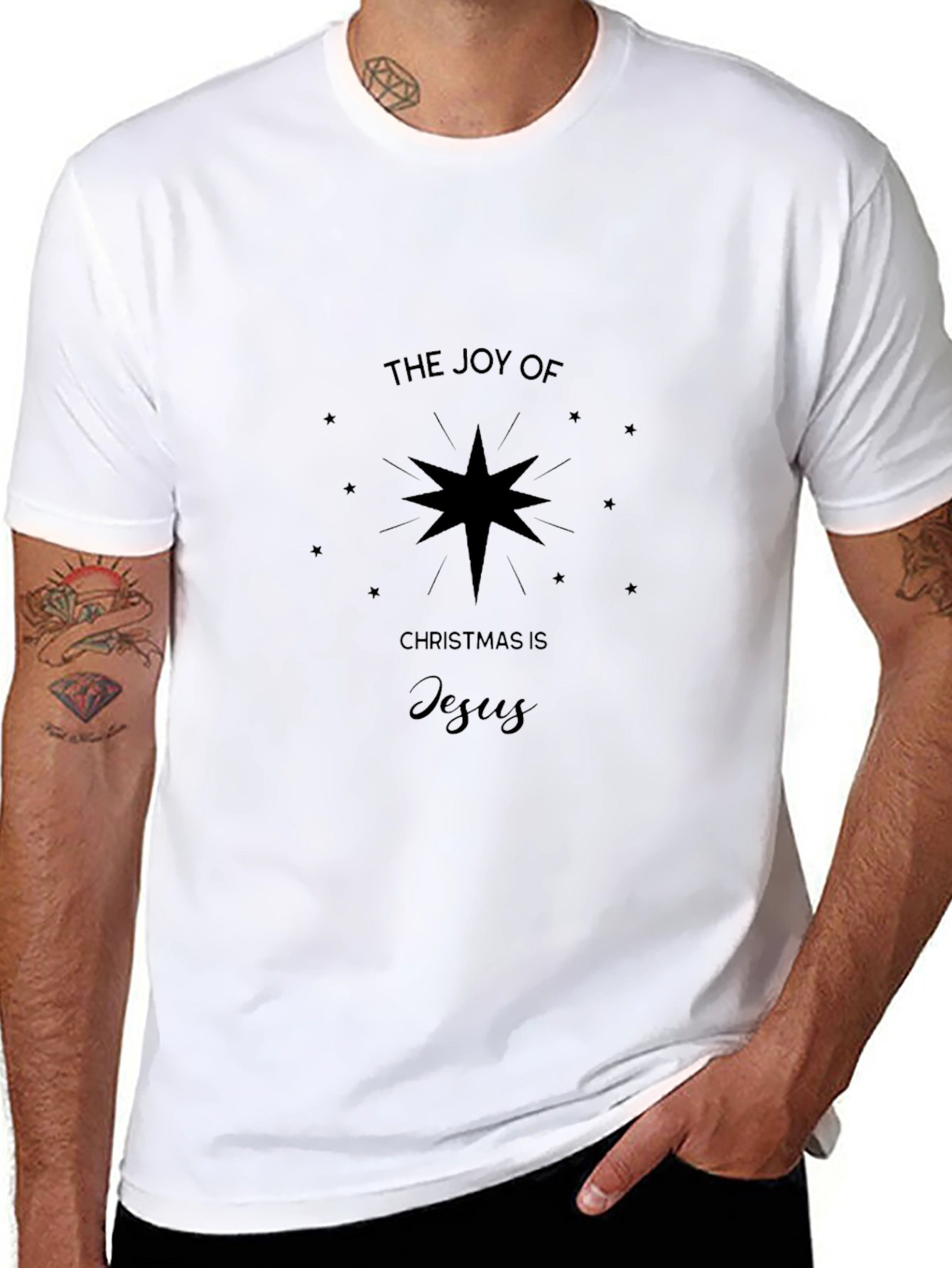 Joy of Christmas Jesus Black Graphic Tee
