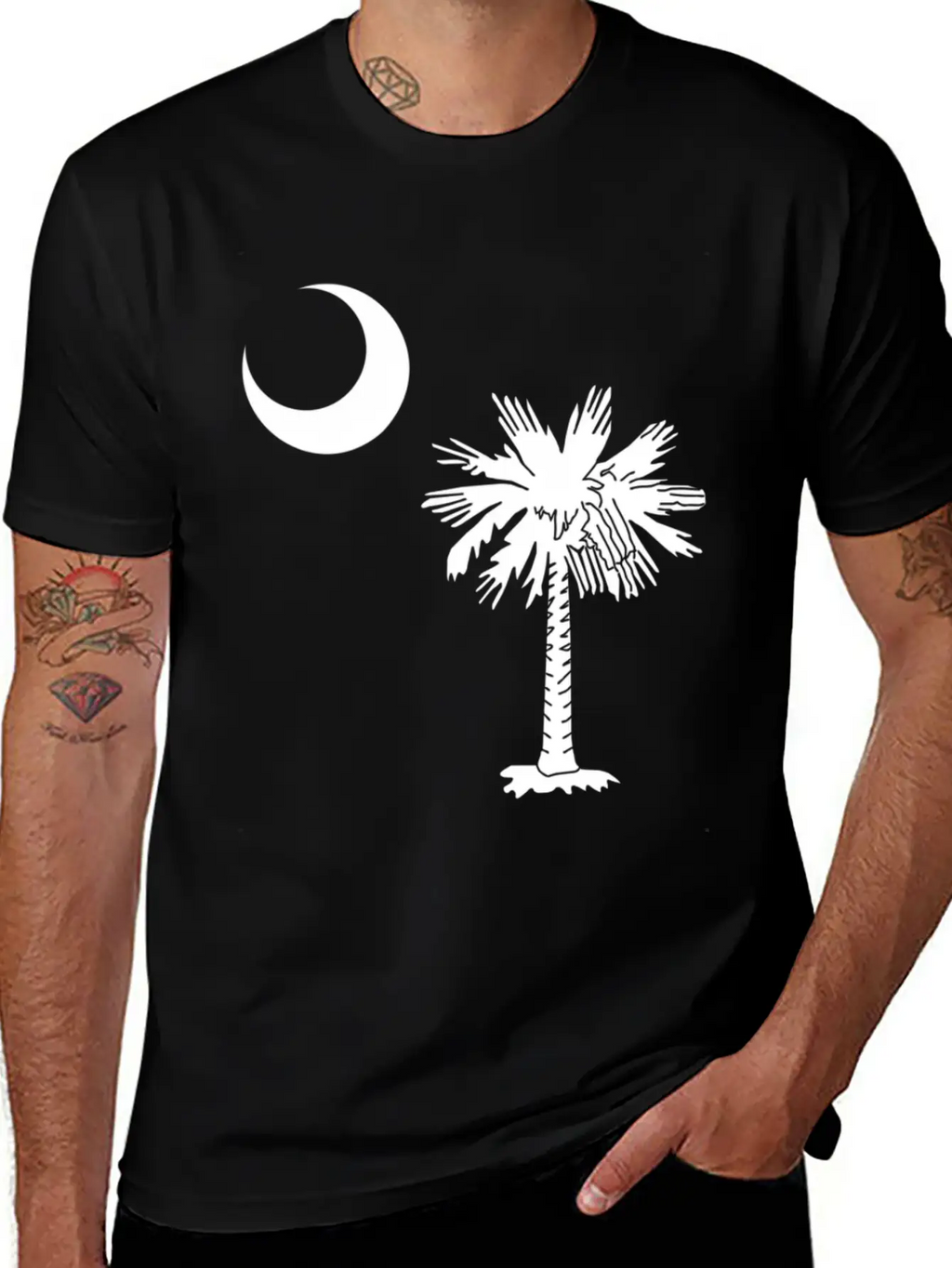Official South Carolina Palmetto State Flag Casual Graphic T-Shirt – Simple And Comfortable Daily Wear