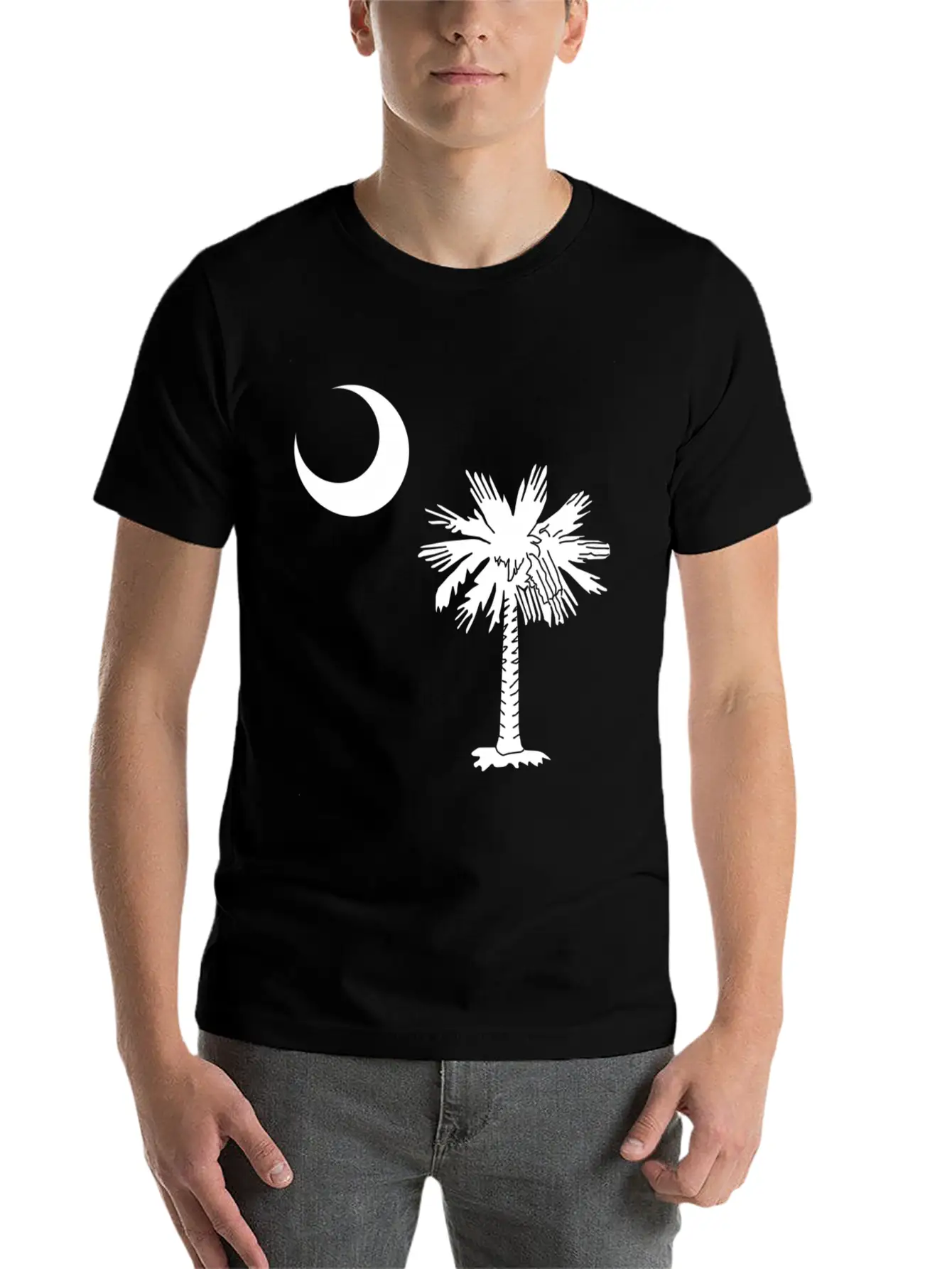 Official South Carolina Palmetto State Flag Casual Graphic T-Shirt – Simple And Comfortable Daily Wear