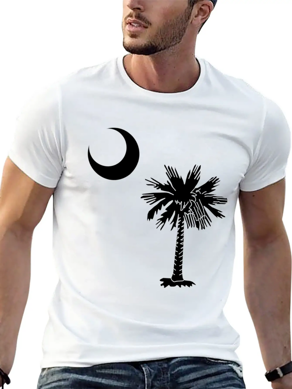 Official South Carolina Palmetto State Flag Casual Graphic T-Shirt – Simple And Comfortable Daily Wear