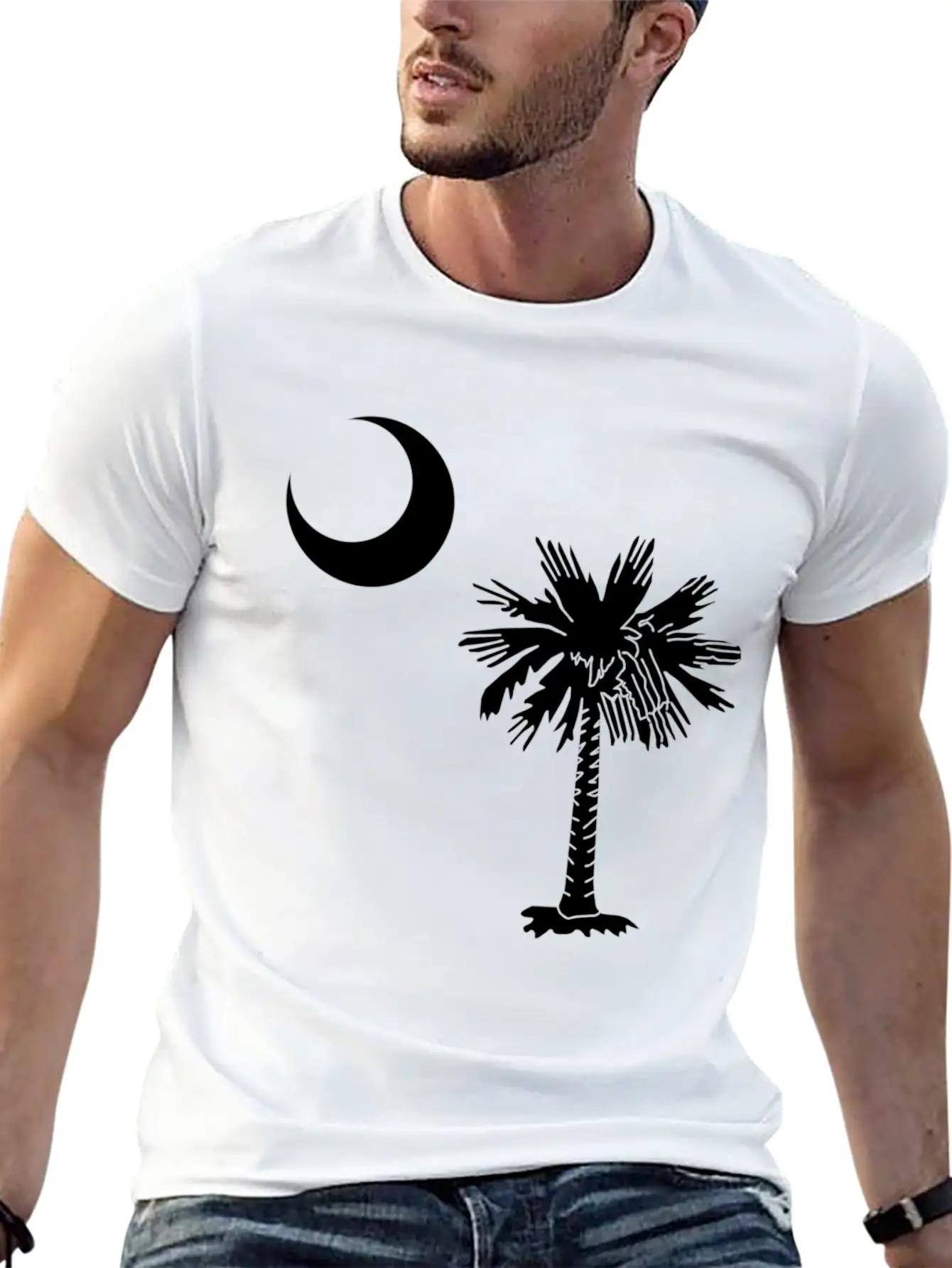 Official South Carolina Palmetto State Flag Casual Graphic T-Shirt – Simple And Comfortable Daily Wear