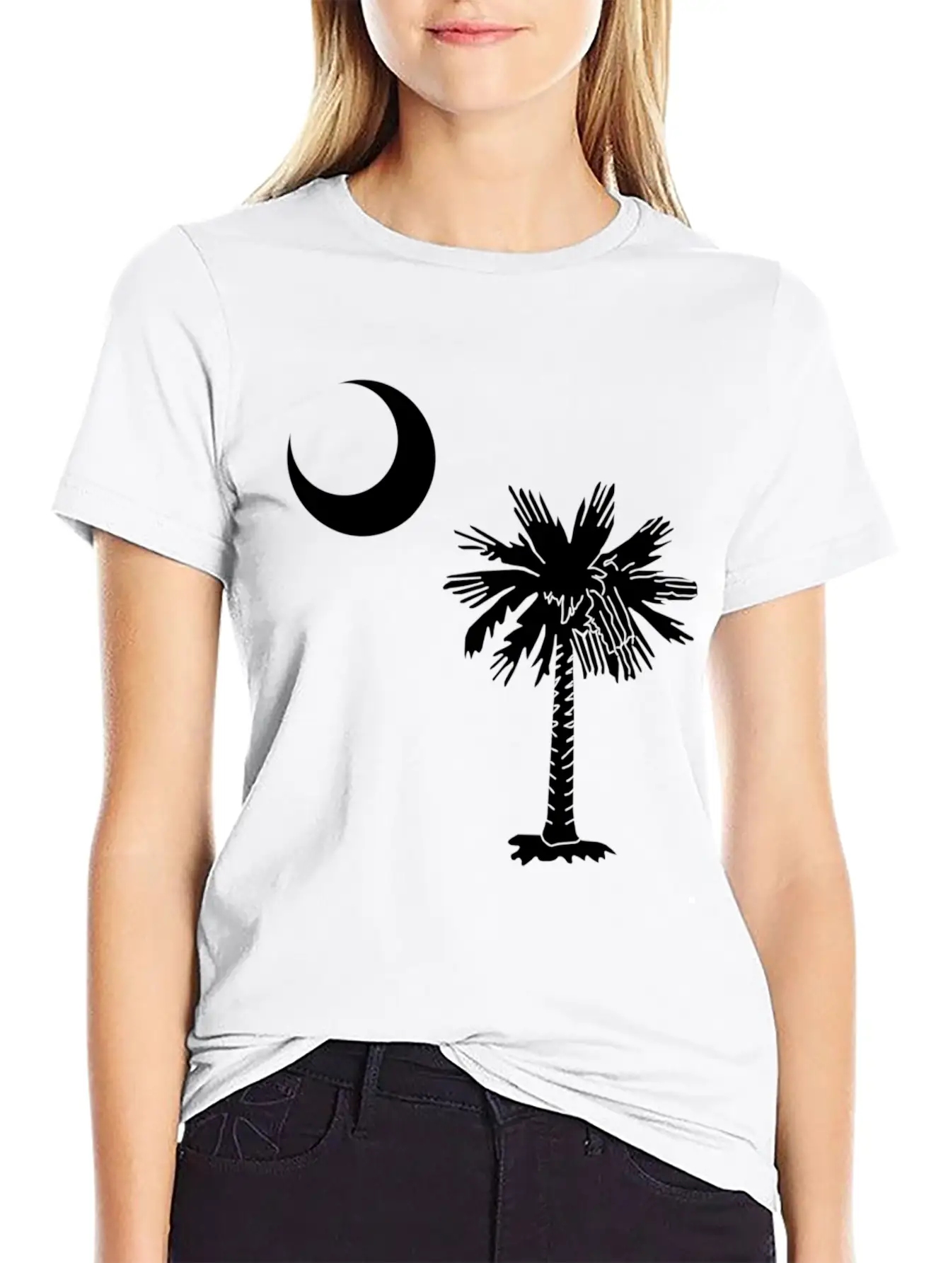 Official South Carolina Palmetto State Flag Casual Graphic T-Shirt – Simple And Comfortable Daily Wear