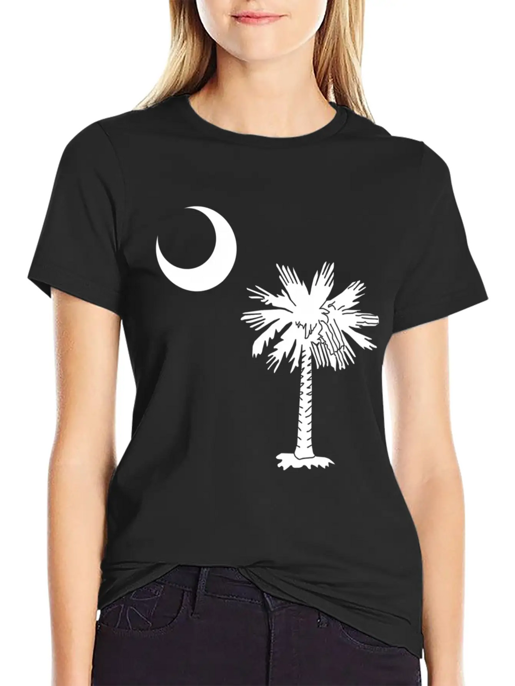 Official South Carolina Palmetto State Flag Casual Graphic T-Shirt – Simple And Comfortable Daily Wear