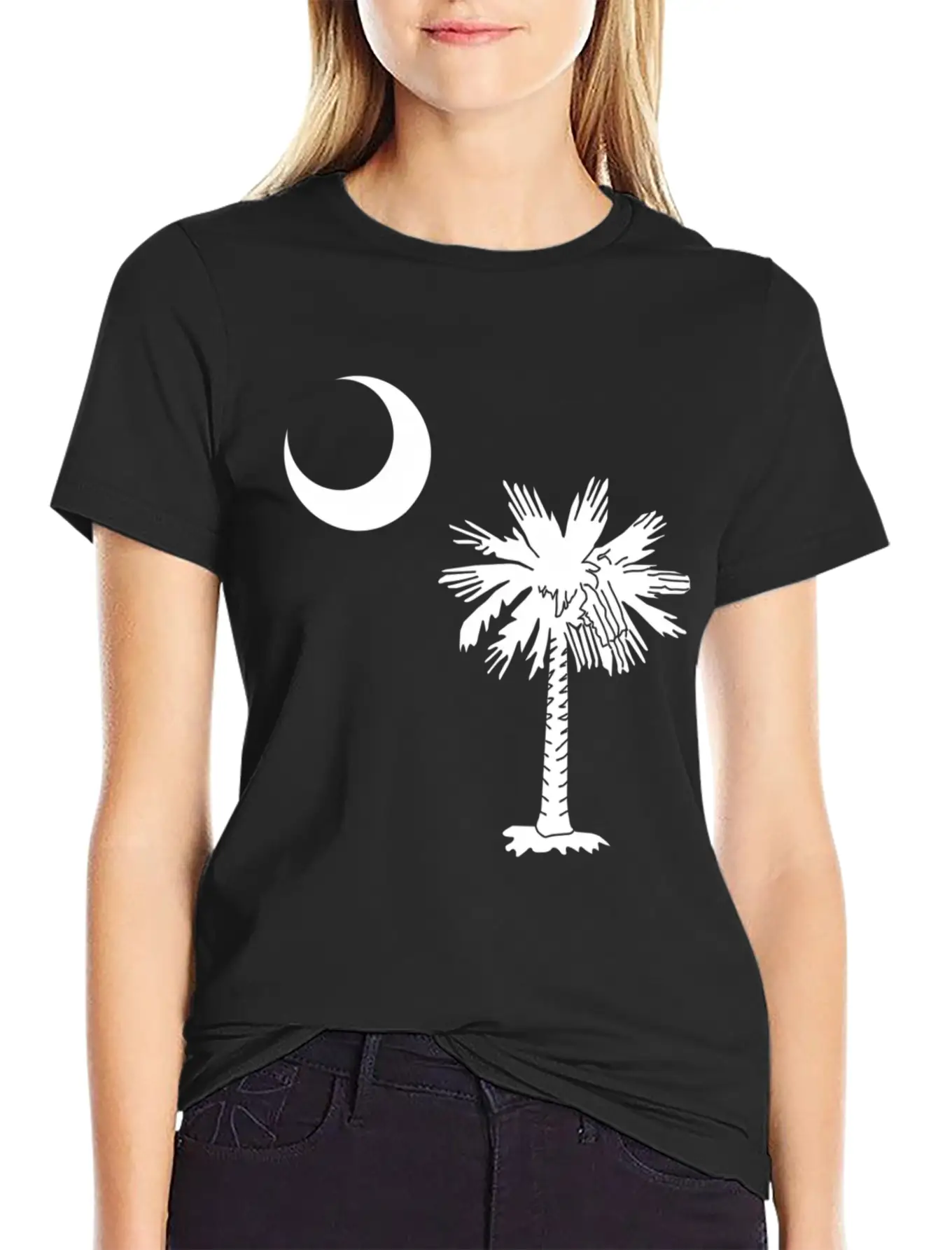 Official South Carolina Palmetto State Flag Casual Graphic T-Shirt – Simple And Comfortable Daily Wear