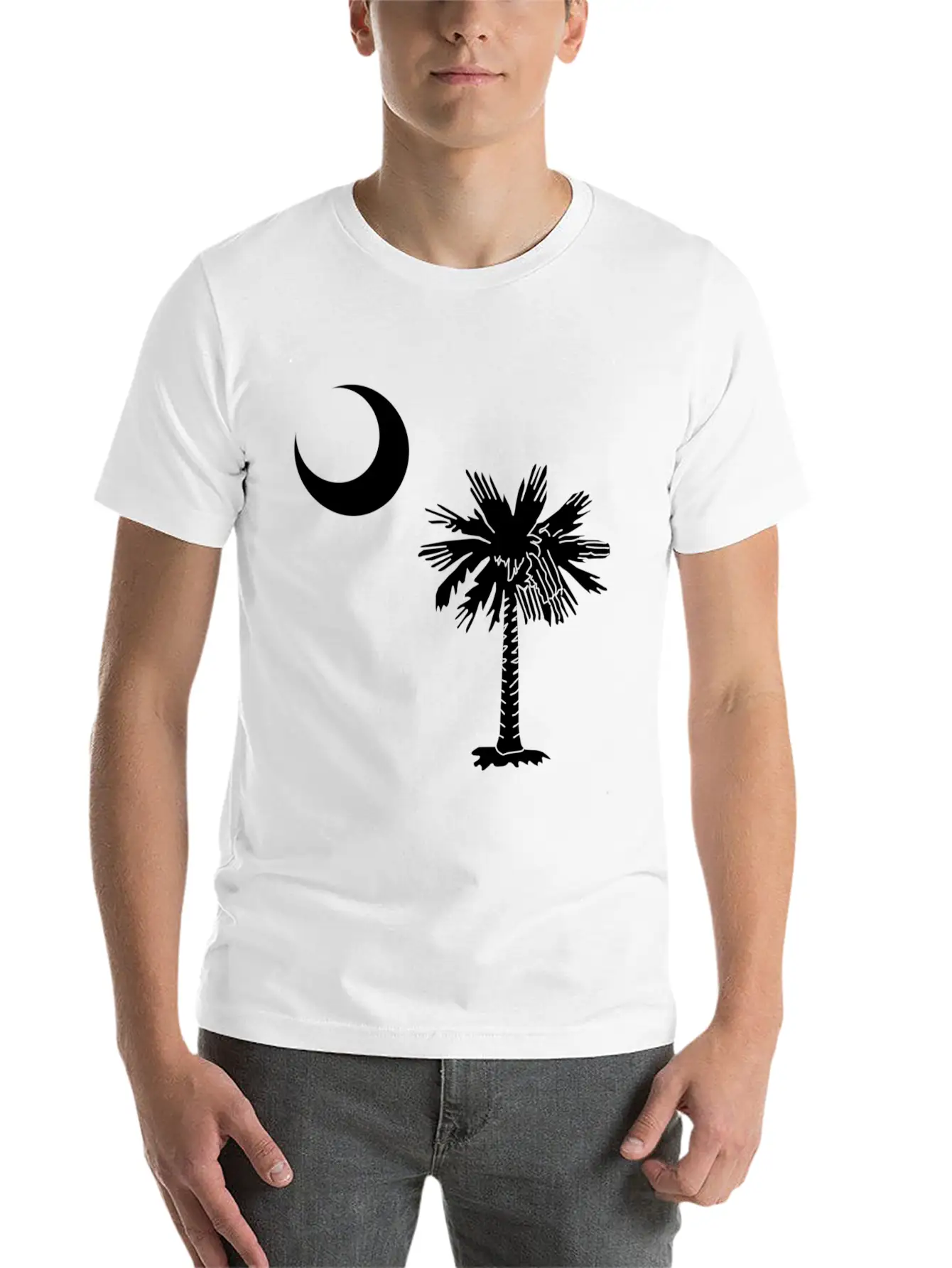 Official South Carolina Palmetto State Flag Casual Graphic T-Shirt – Simple And Comfortable Daily Wear