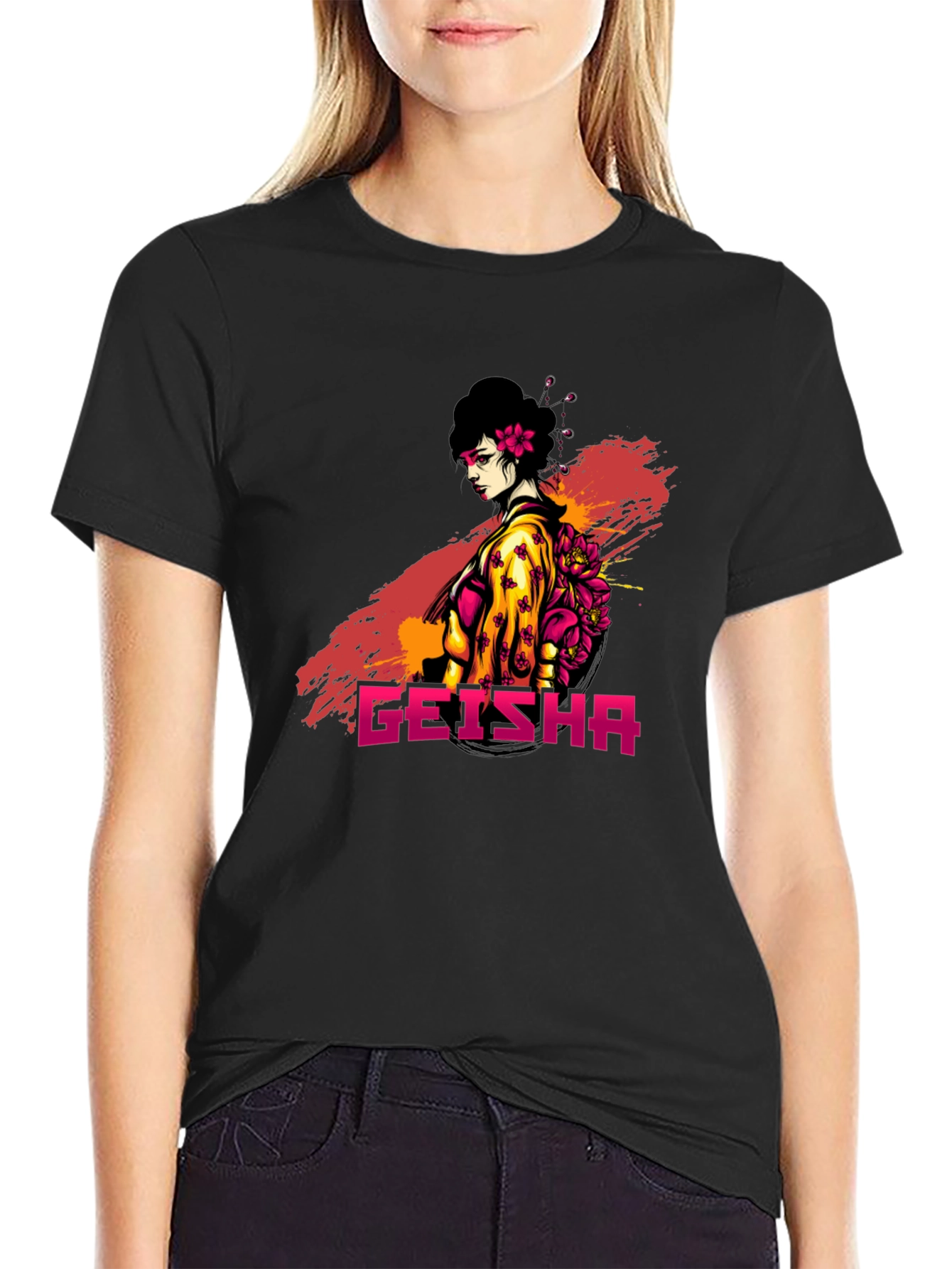 Geisha Graphic Tee - Stylish Japanese Art T-Shirt