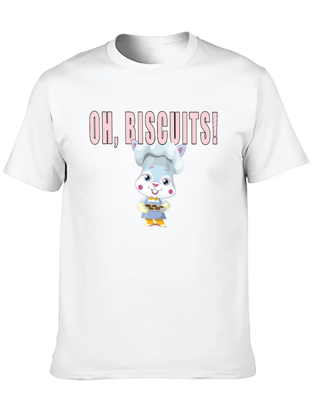 Oh Biscuits - Easter Bunny, Cute, Fluffy Bunny Unisex Short Sleeve Soft Cotton T-Shirt – Casual Everyday Wear