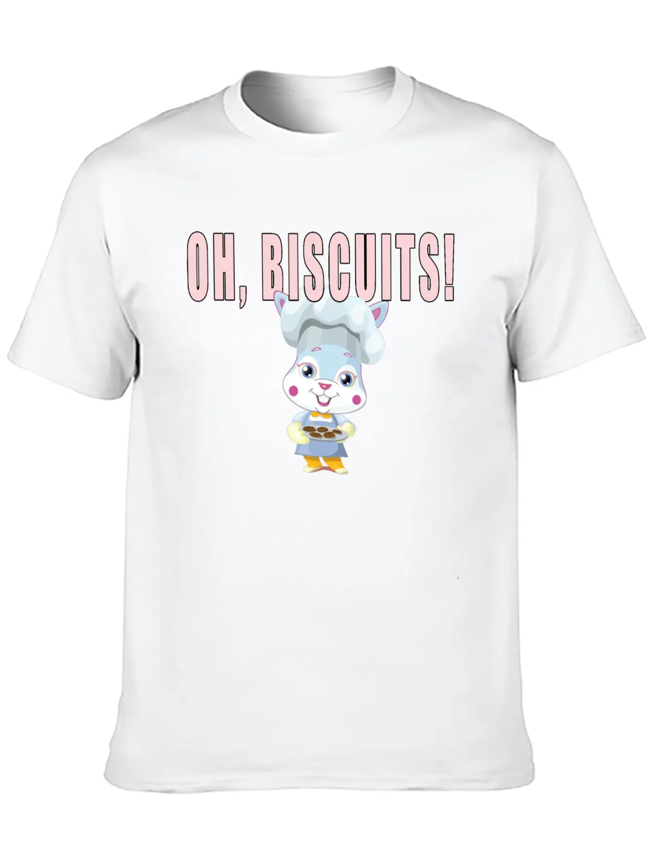 Oh Biscuits - Easter Bunny, Cute, Fluffy Bunny Unisex Short Sleeve Soft Cotton T-Shirt – Casual Everyday Wear