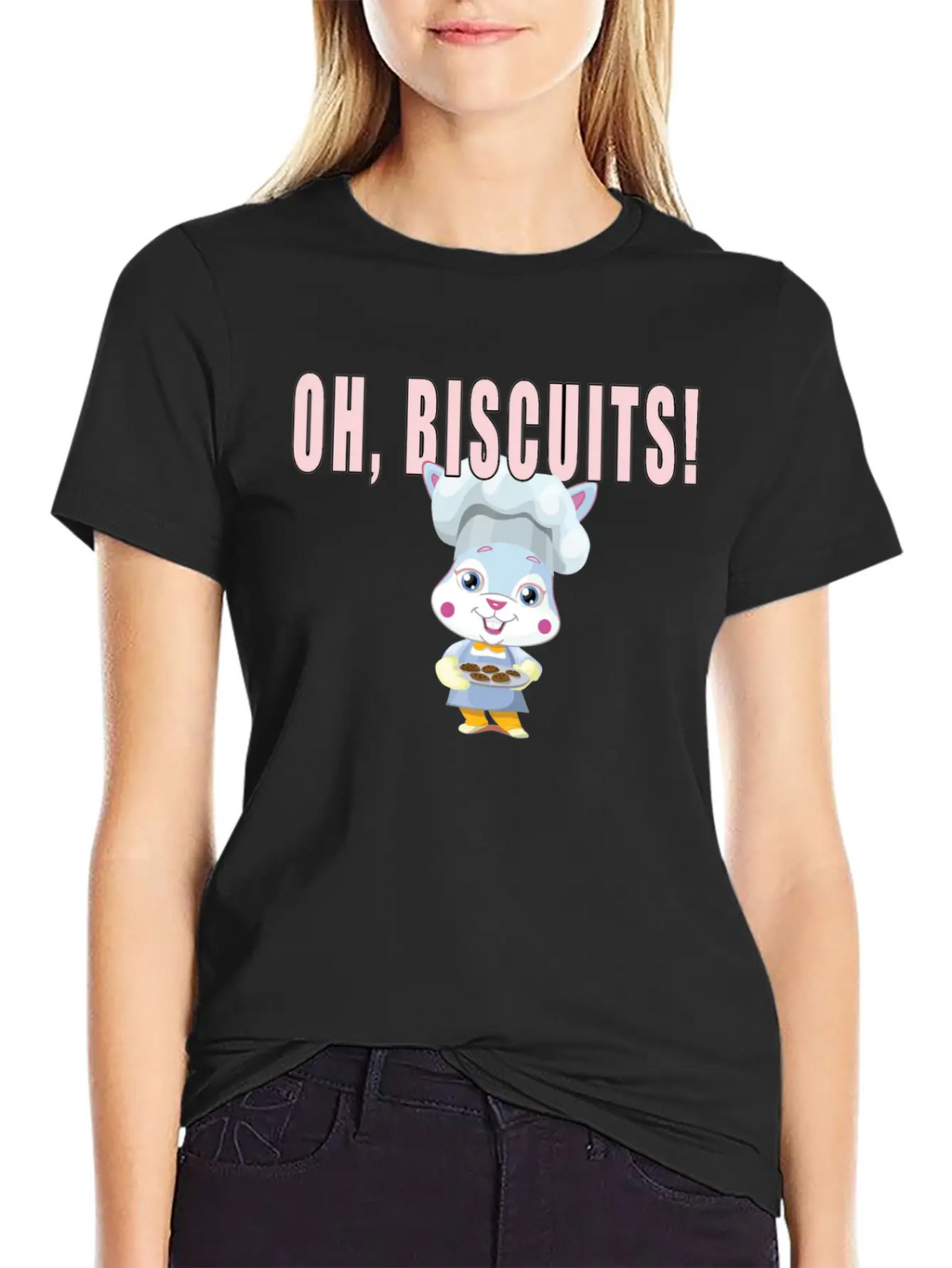 Oh Biscuits - Easter Bunny, Cute, Fluffy Bunny Unisex Short Sleeve Soft Cotton T-Shirt – Casual Everyday Wear