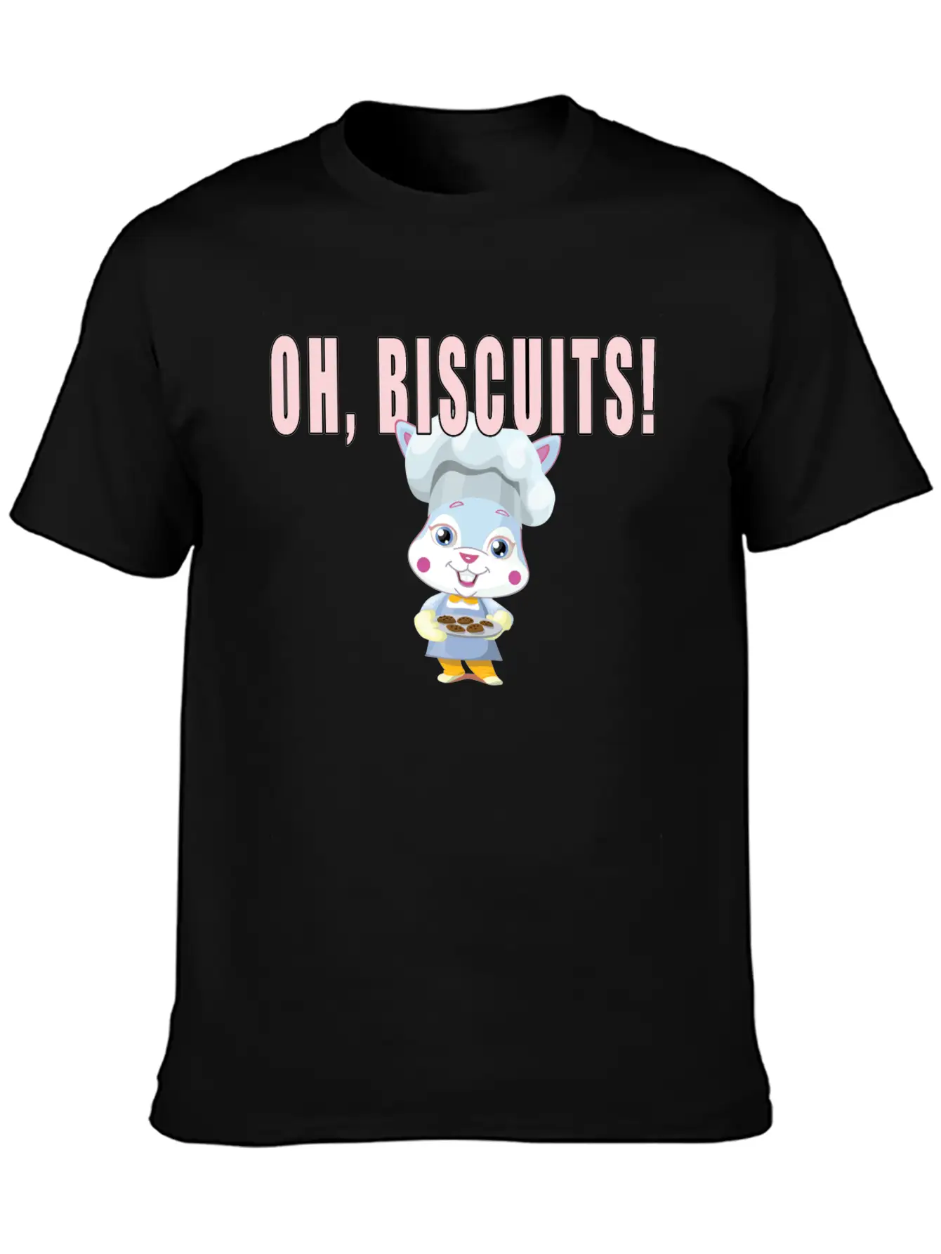Oh Biscuits - Easter Bunny, Cute, Fluffy Bunny Unisex Short Sleeve Soft Cotton T-Shirt – Casual Everyday Wear