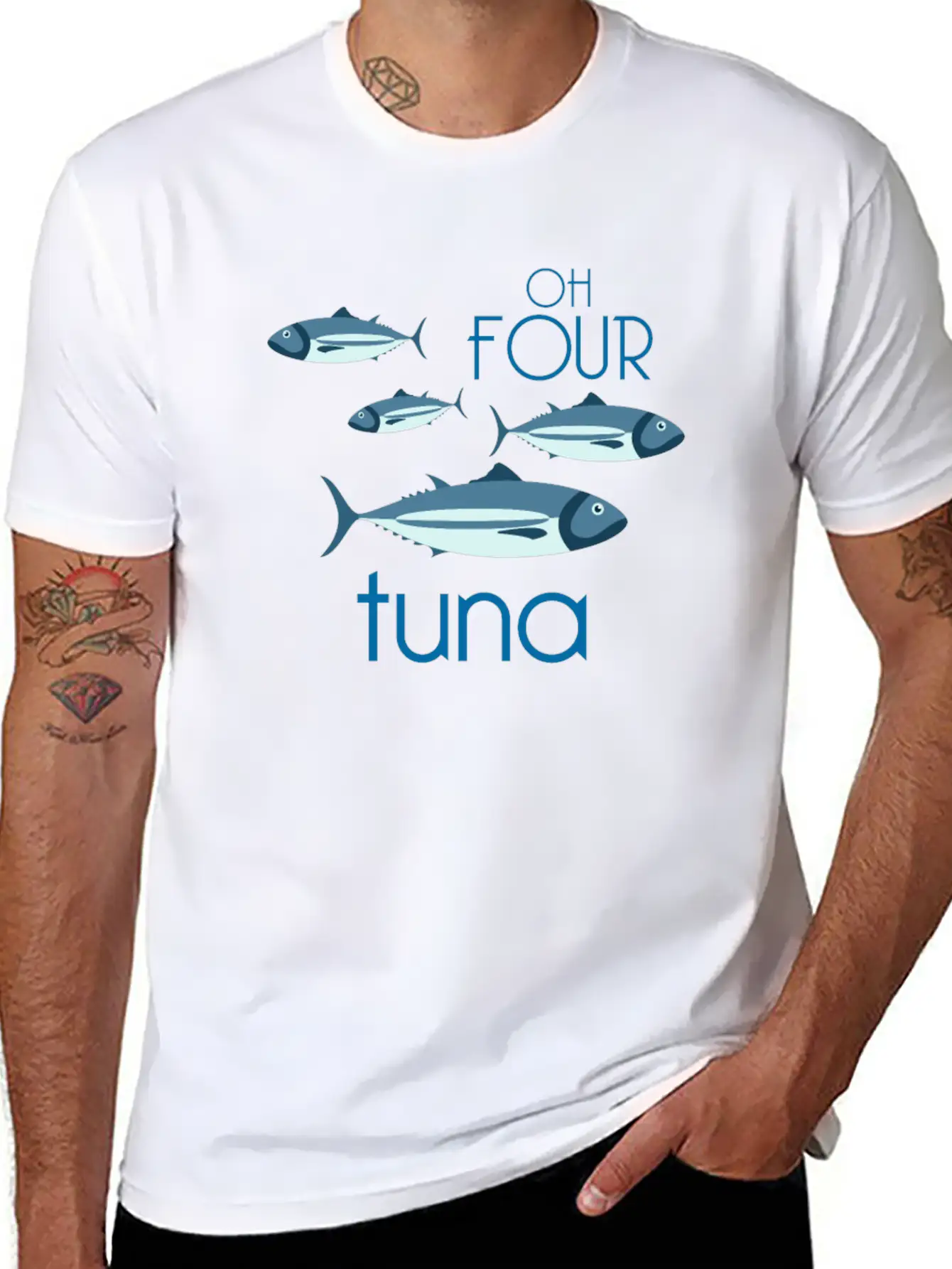 Oh Four Tuna Funny Fishing Classical Music Gift Breathable Soft Cotton T-Shirt – Timeless Casual Look