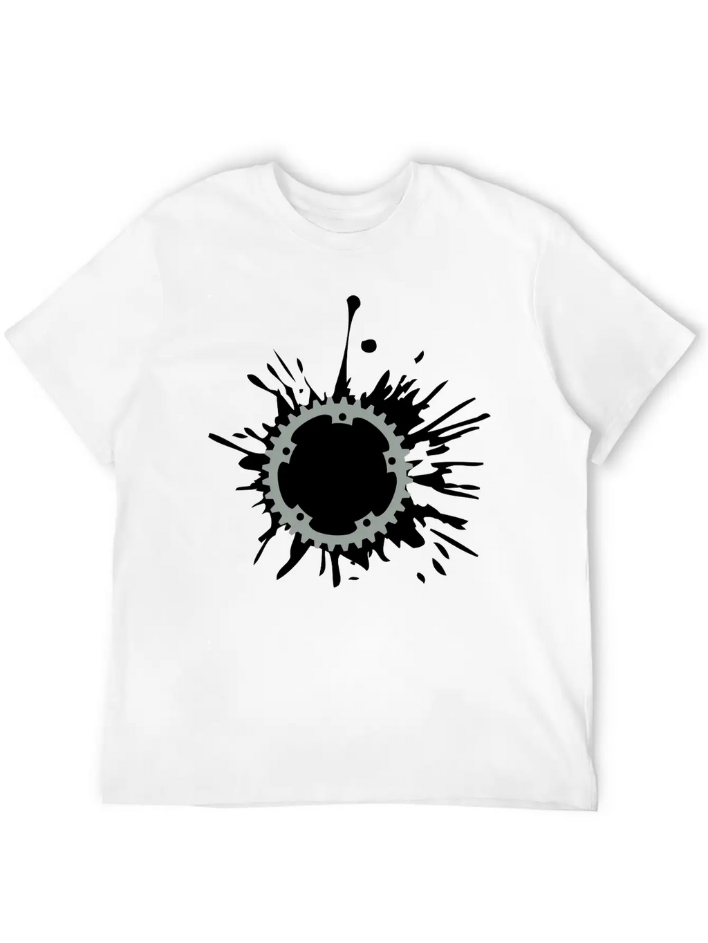 Oil Blob Splatter Color Bicycle Gear Mechanical Me Stylish Everyday T-Shirt – Unisex Basic Cotton Tee