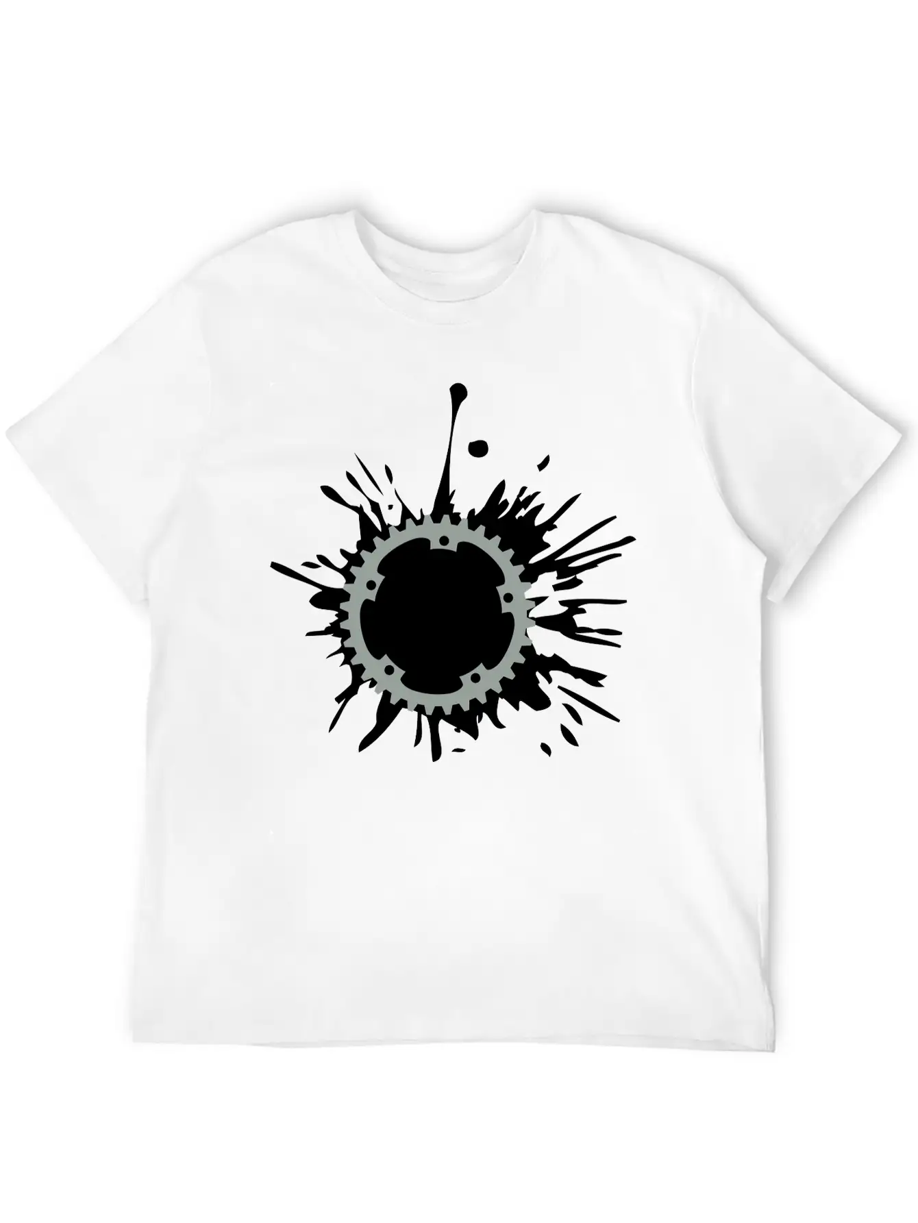 Oil Blob Splatter Color Bicycle Gear Mechanical Me Stylish Everyday T-Shirt – Unisex Basic Cotton Tee