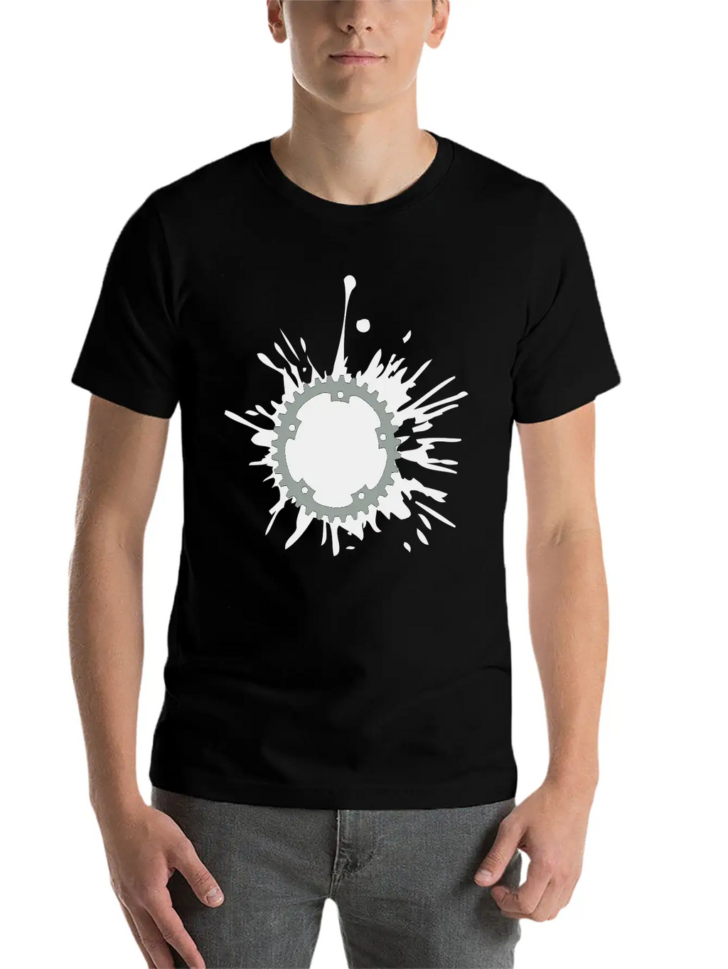 Oil Blob Splatter Color Bicycle Gear Mechanical Me Stylish Everyday T-Shirt – Unisex Basic Cotton Tee