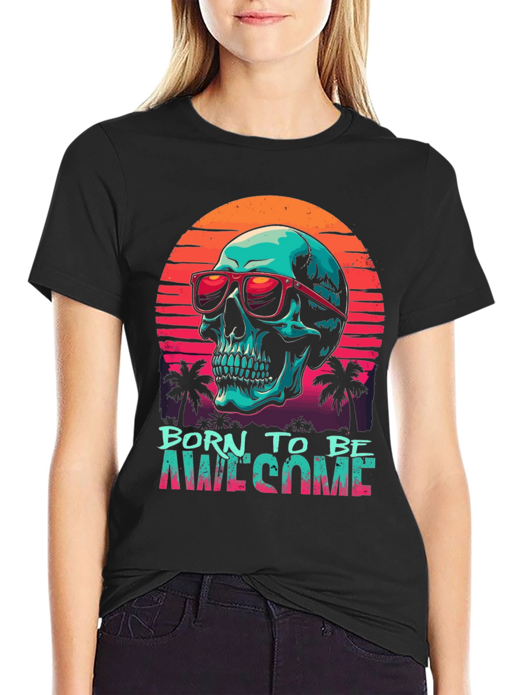 Born to Be Awesome Skull Graphic T-Shirt