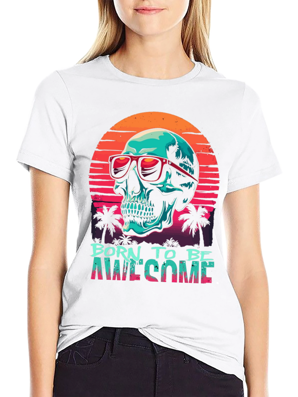 Born to Be Awesome Skull Graphic T-Shirt