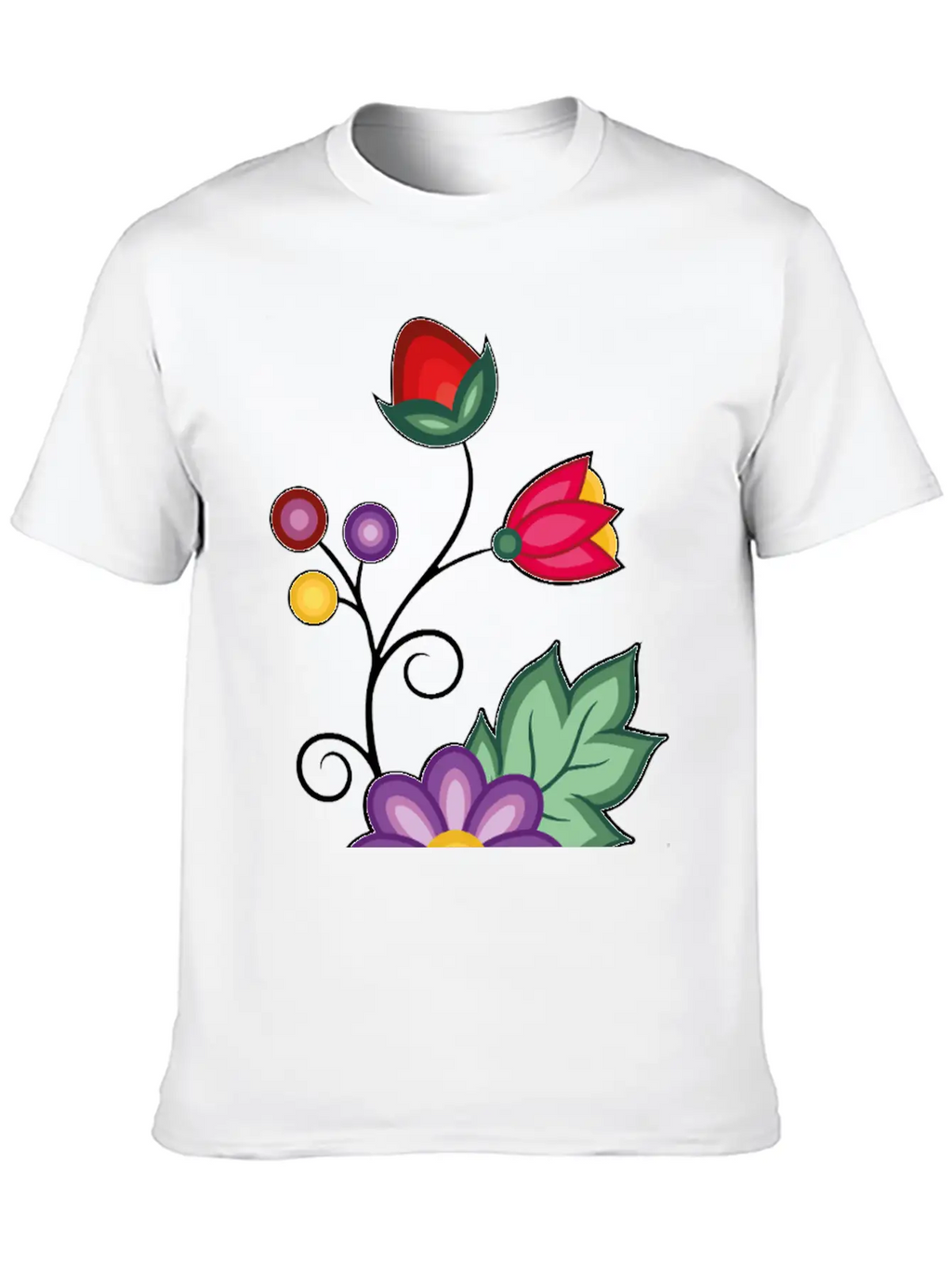 Ojibwe Floral Unisex Short Sleeve Soft Cotton T-Shirt – Casual Everyday Wear