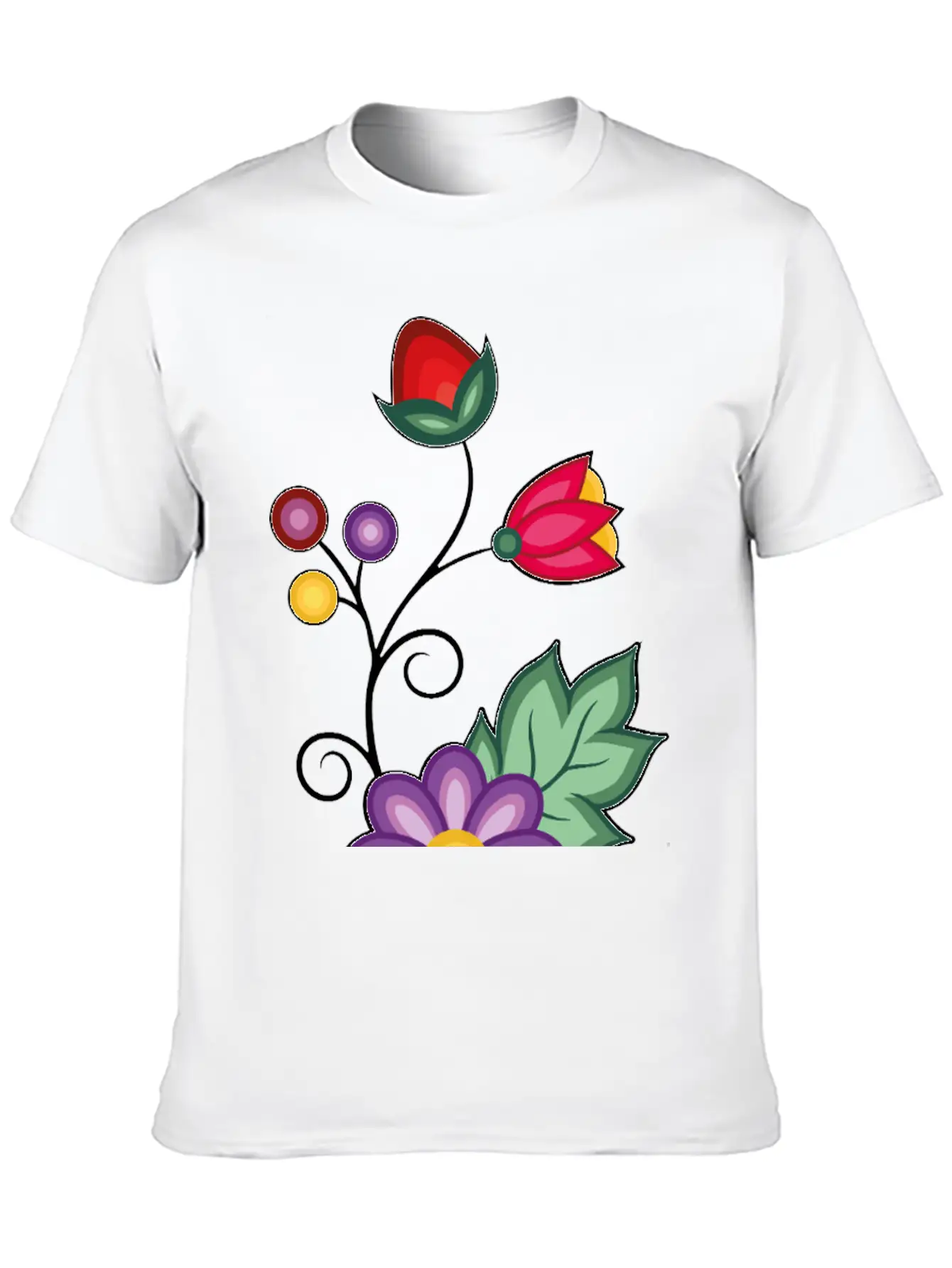 Ojibwe Floral Unisex Short Sleeve Soft Cotton T-Shirt – Casual Everyday Wear
