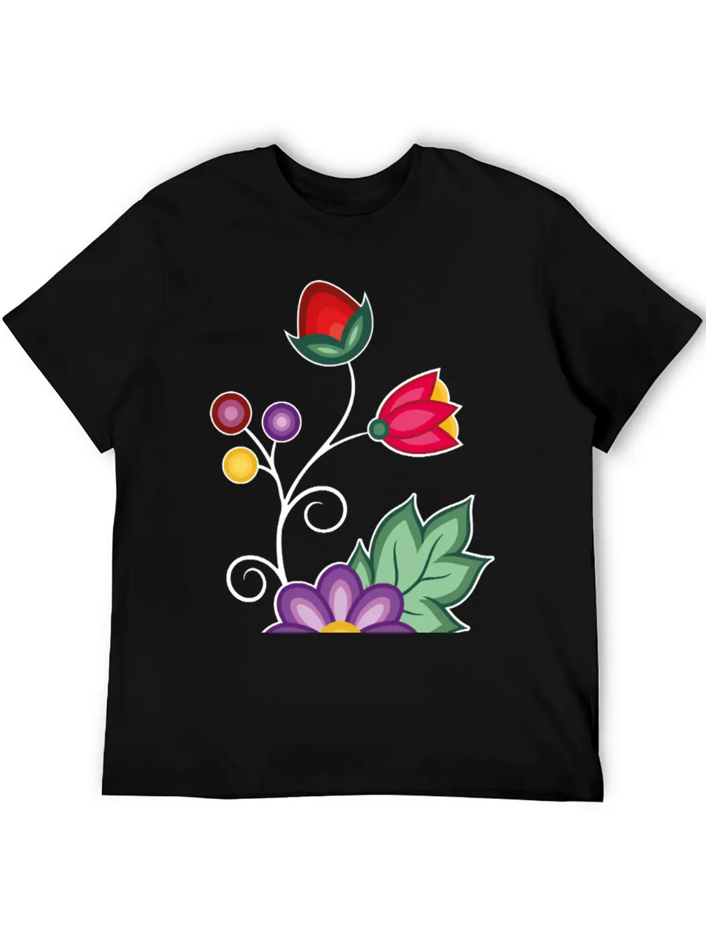 Ojibwe Floral Unisex Short Sleeve Soft Cotton T-Shirt – Casual Everyday Wear