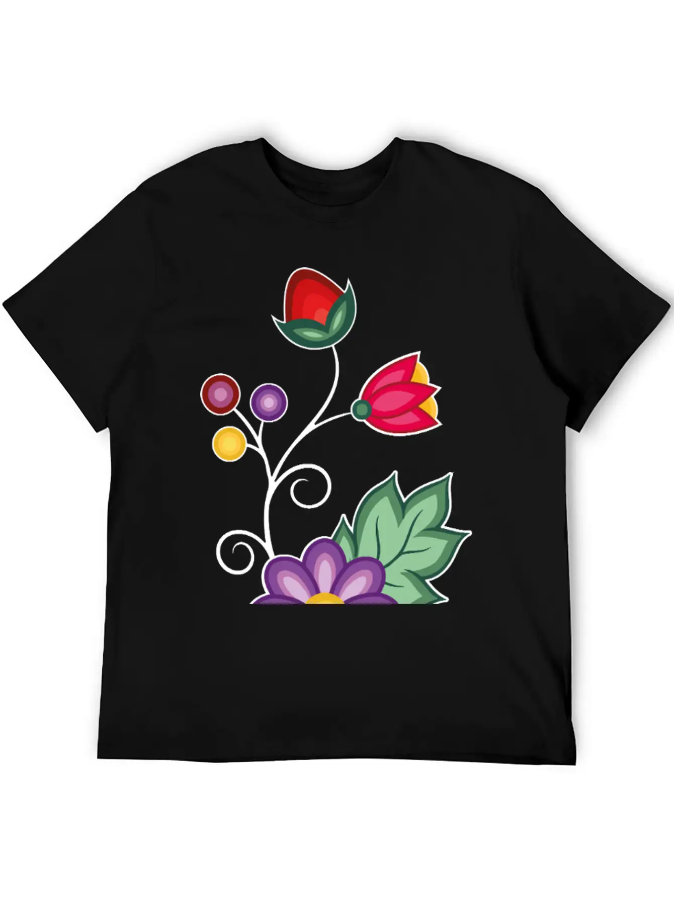 Ojibwe Floral Unisex Short Sleeve Soft Cotton T-Shirt – Casual Everyday Wear