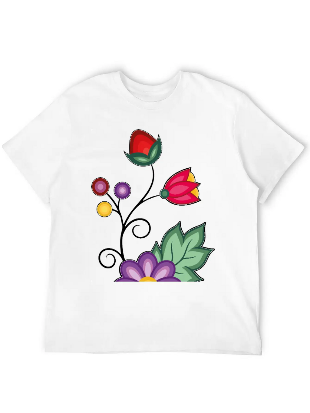Ojibwe Floral Unisex Short Sleeve Soft Cotton T-Shirt – Casual Everyday Wear