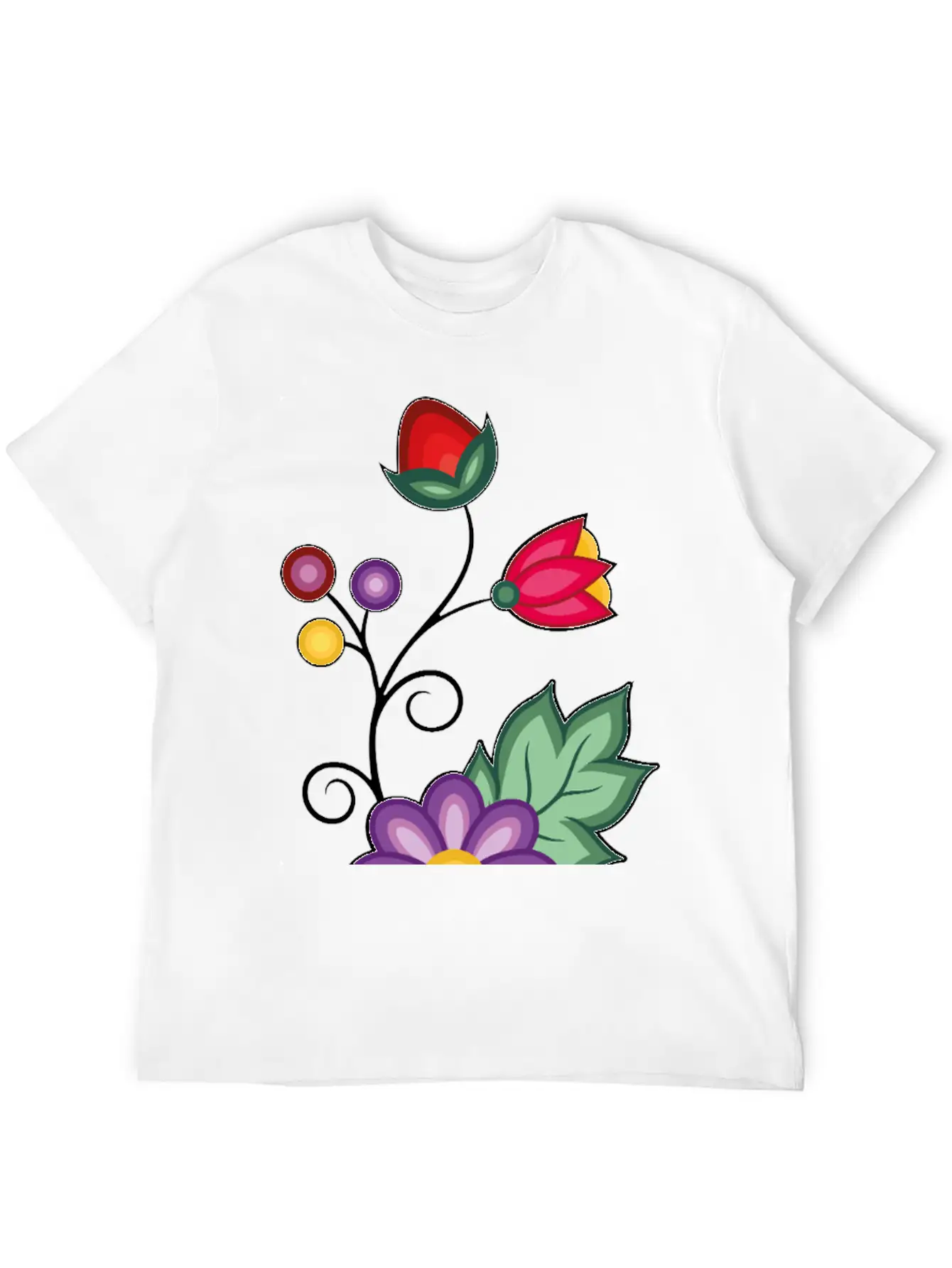 Ojibwe Floral Unisex Short Sleeve Soft Cotton T-Shirt – Casual Everyday Wear