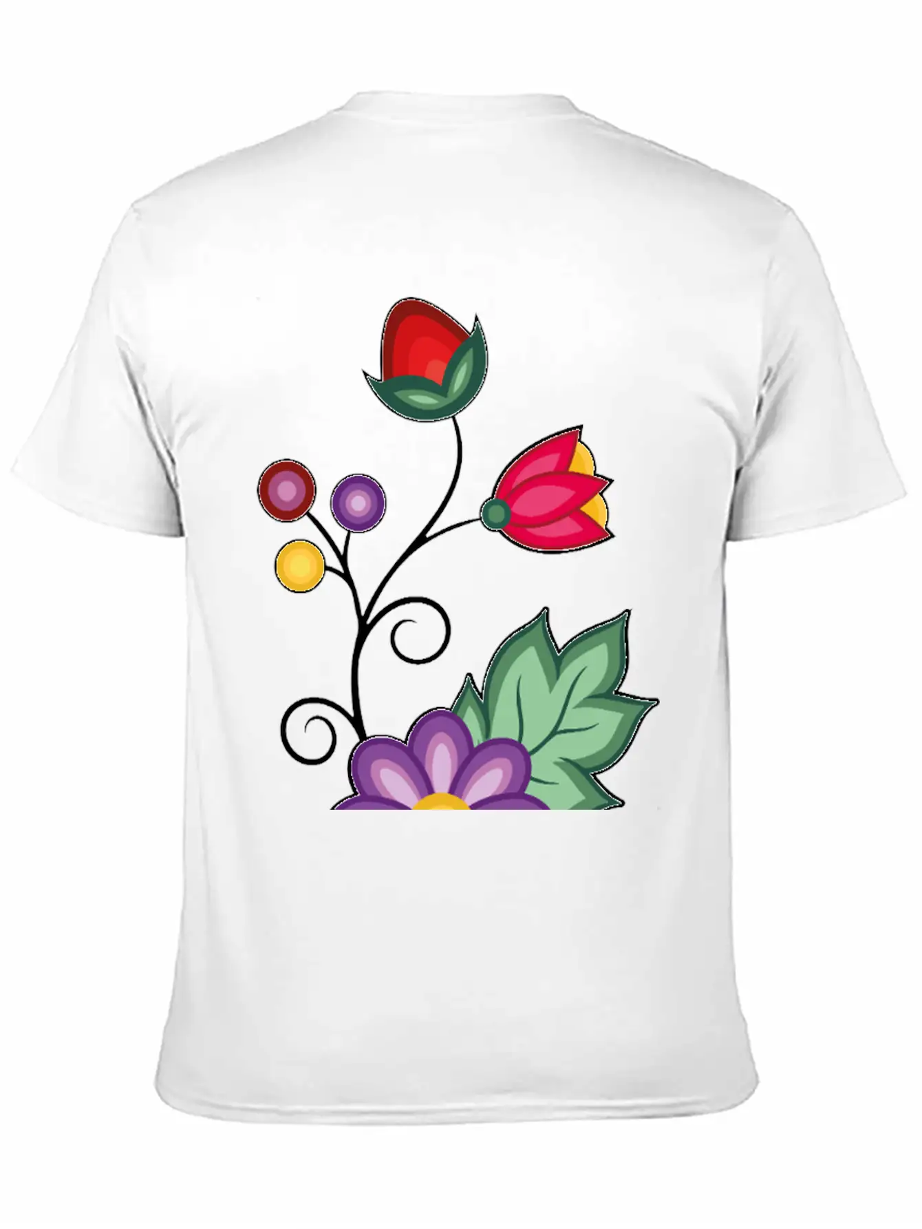 Ojibwe Floral Unisex Short Sleeve Soft Cotton T-Shirt – Casual Everyday Wear