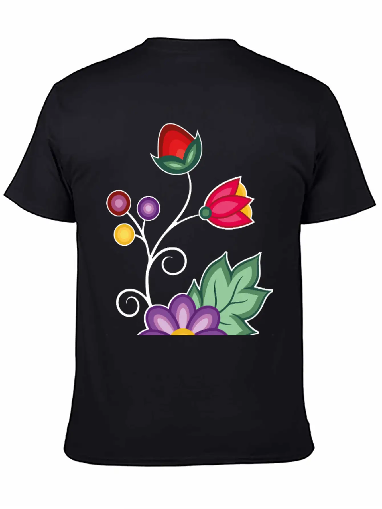 Ojibwe Floral Unisex Short Sleeve Soft Cotton T-Shirt – Casual Everyday Wear