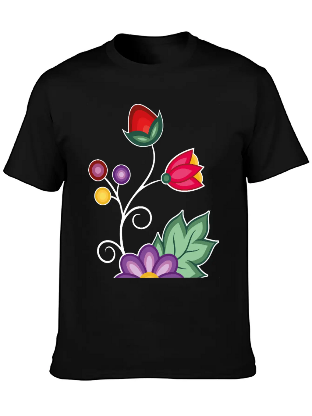 Ojibwe Floral Unisex Short Sleeve Soft Cotton T-Shirt – Casual Everyday Wear
