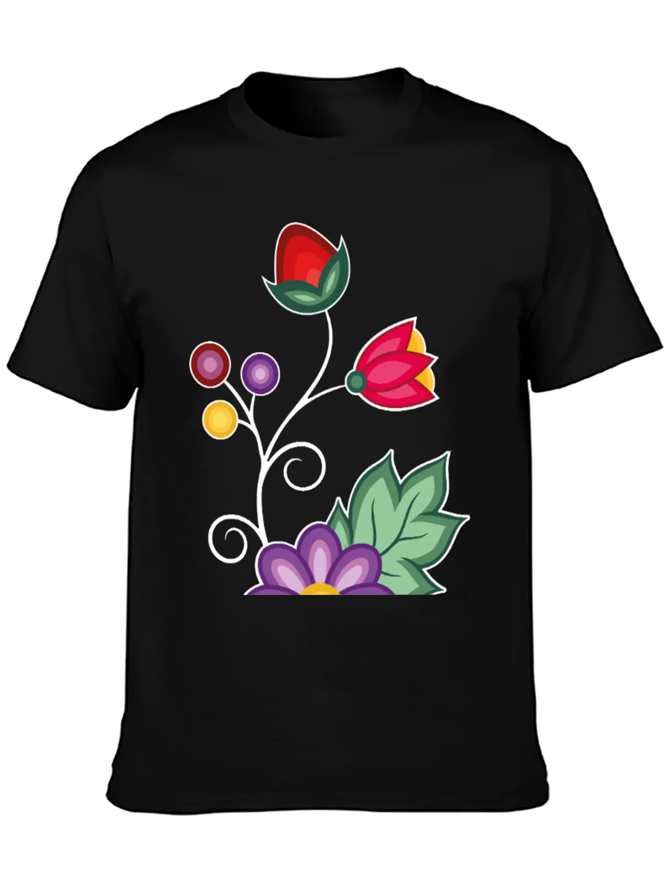 Ojibwe Floral Unisex Short Sleeve Soft Cotton T-Shirt – Casual Everyday Wear