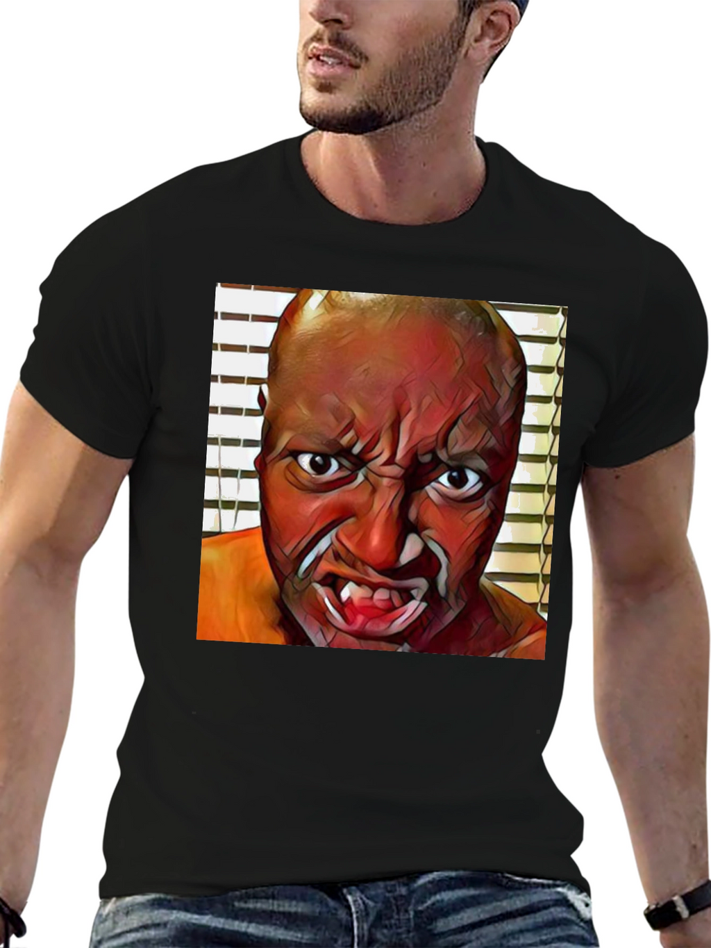 Monster Face Graphic Black T-Shirt