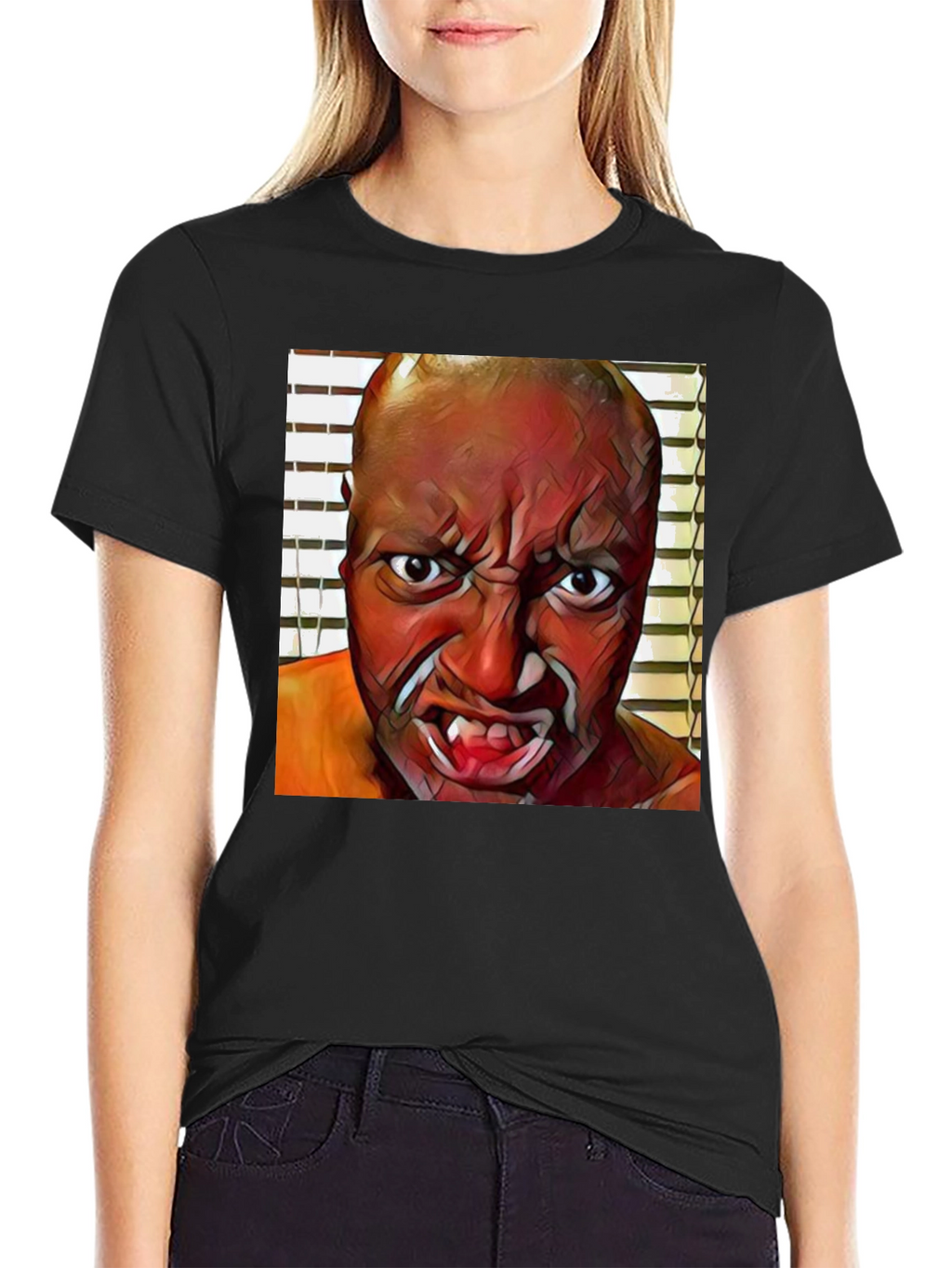 Monster Face Graphic Black T-Shirt