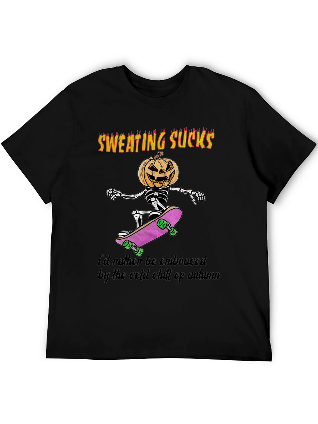 Sweating Sucks Halloween Skeleton Skateboarder T-Shirt