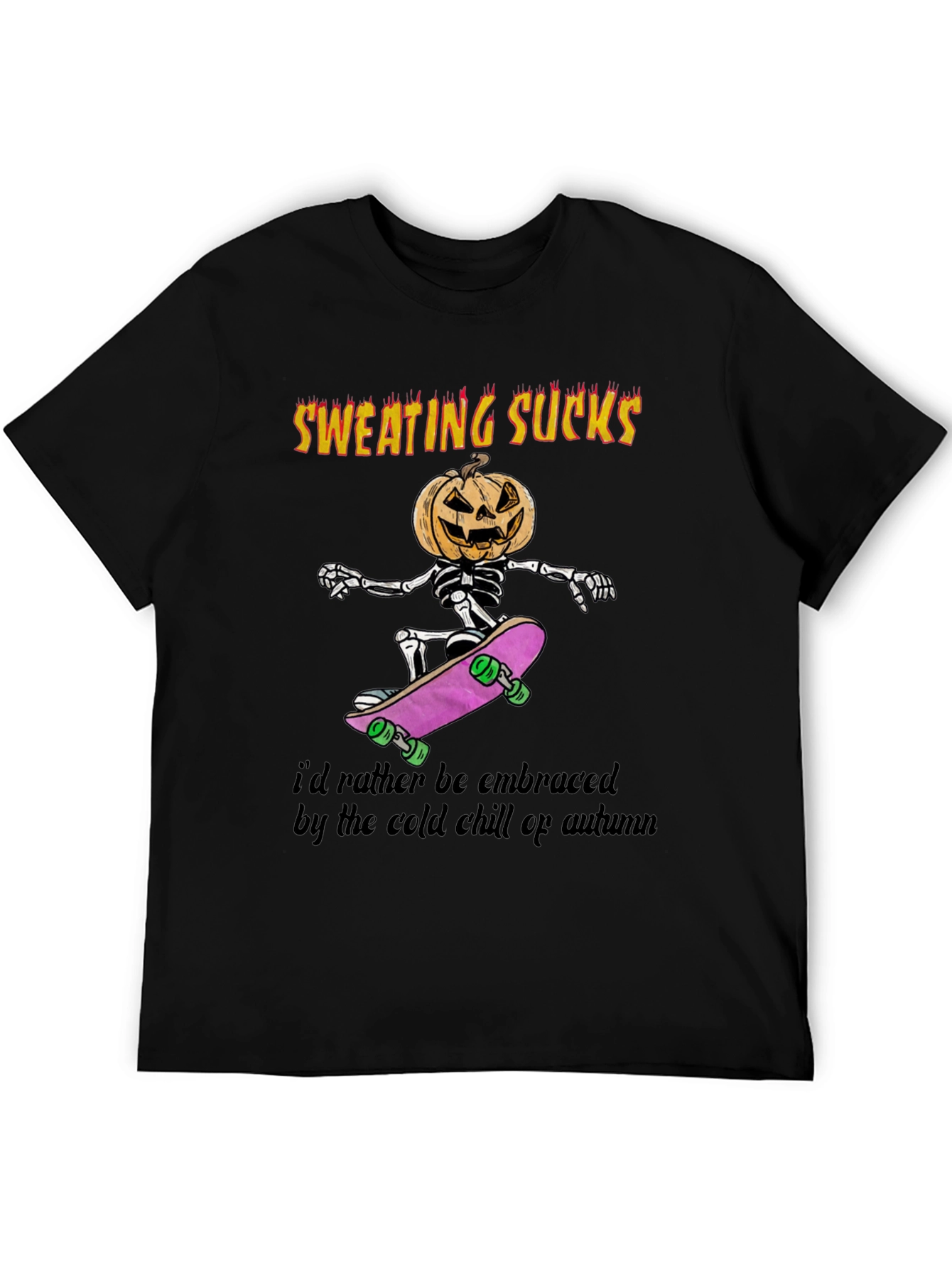Sweating Sucks Halloween Skeleton Skateboarder T-Shirt