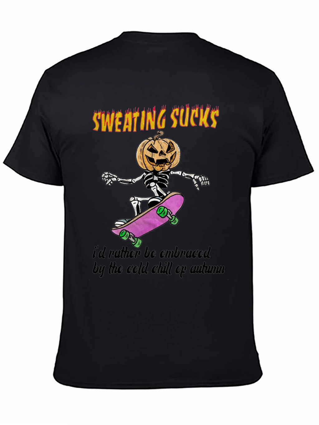 Sweating Sucks Halloween Skeleton Skateboarder T-Shirt
