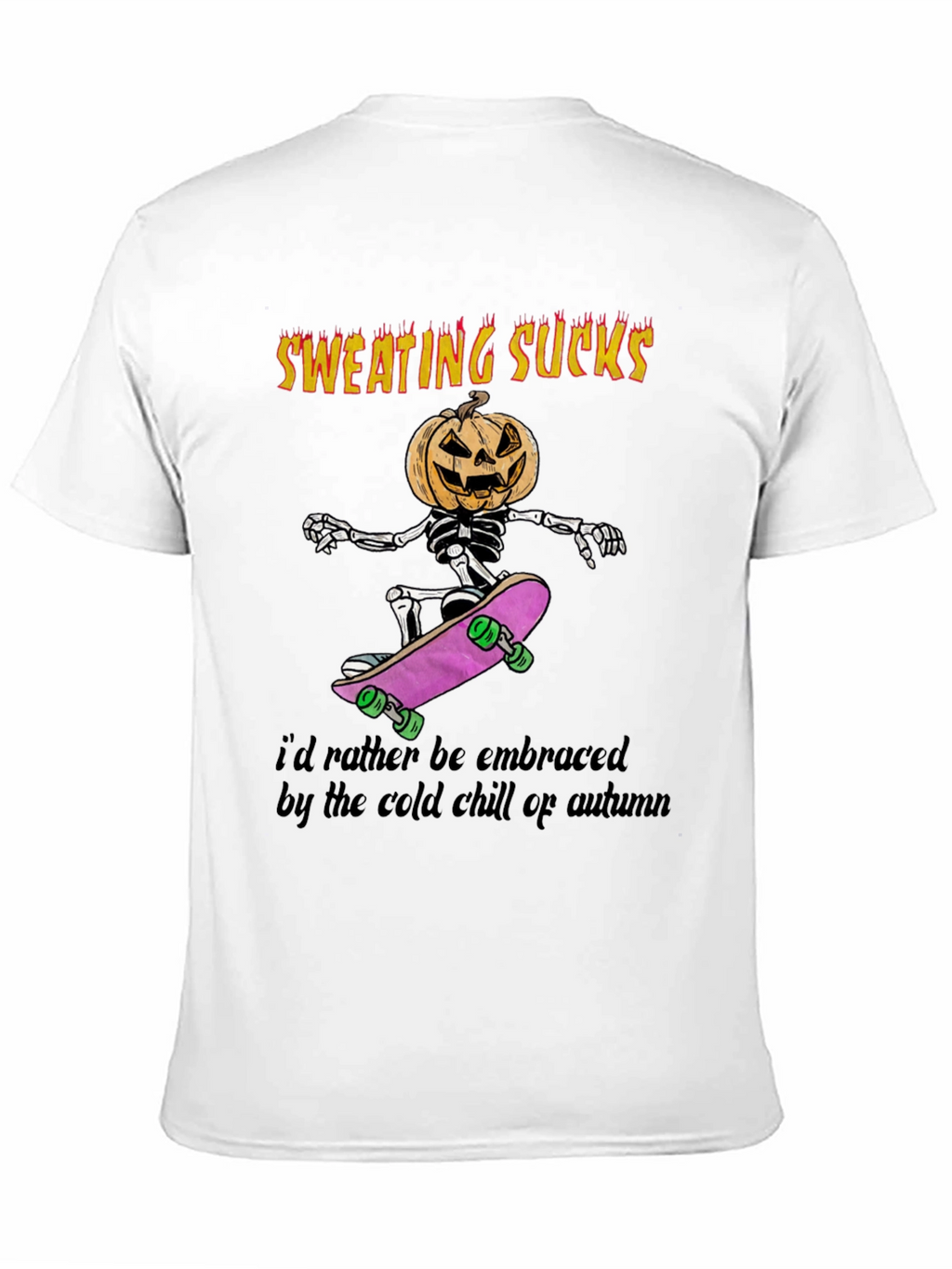 Sweating Sucks Halloween Skeleton Skateboarder T-Shirt