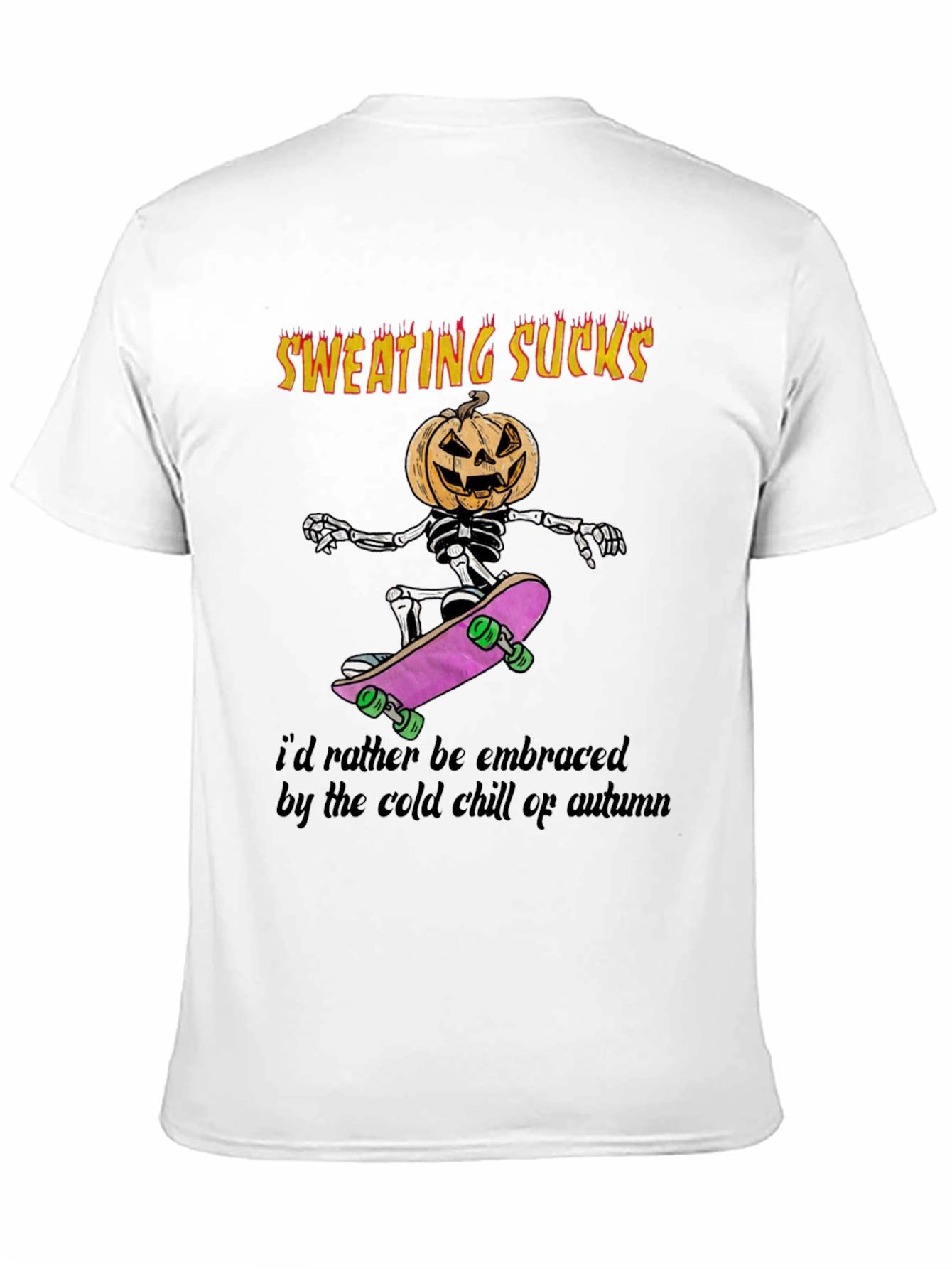 Sweating Sucks Halloween Skeleton Skateboarder T-Shirt