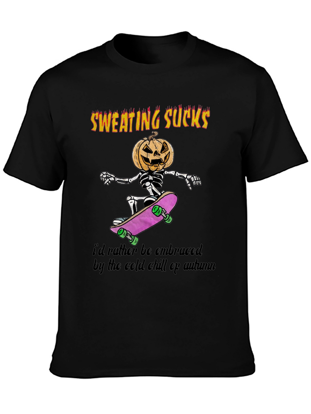 Sweating Sucks Halloween Skeleton Skateboarder T-Shirt