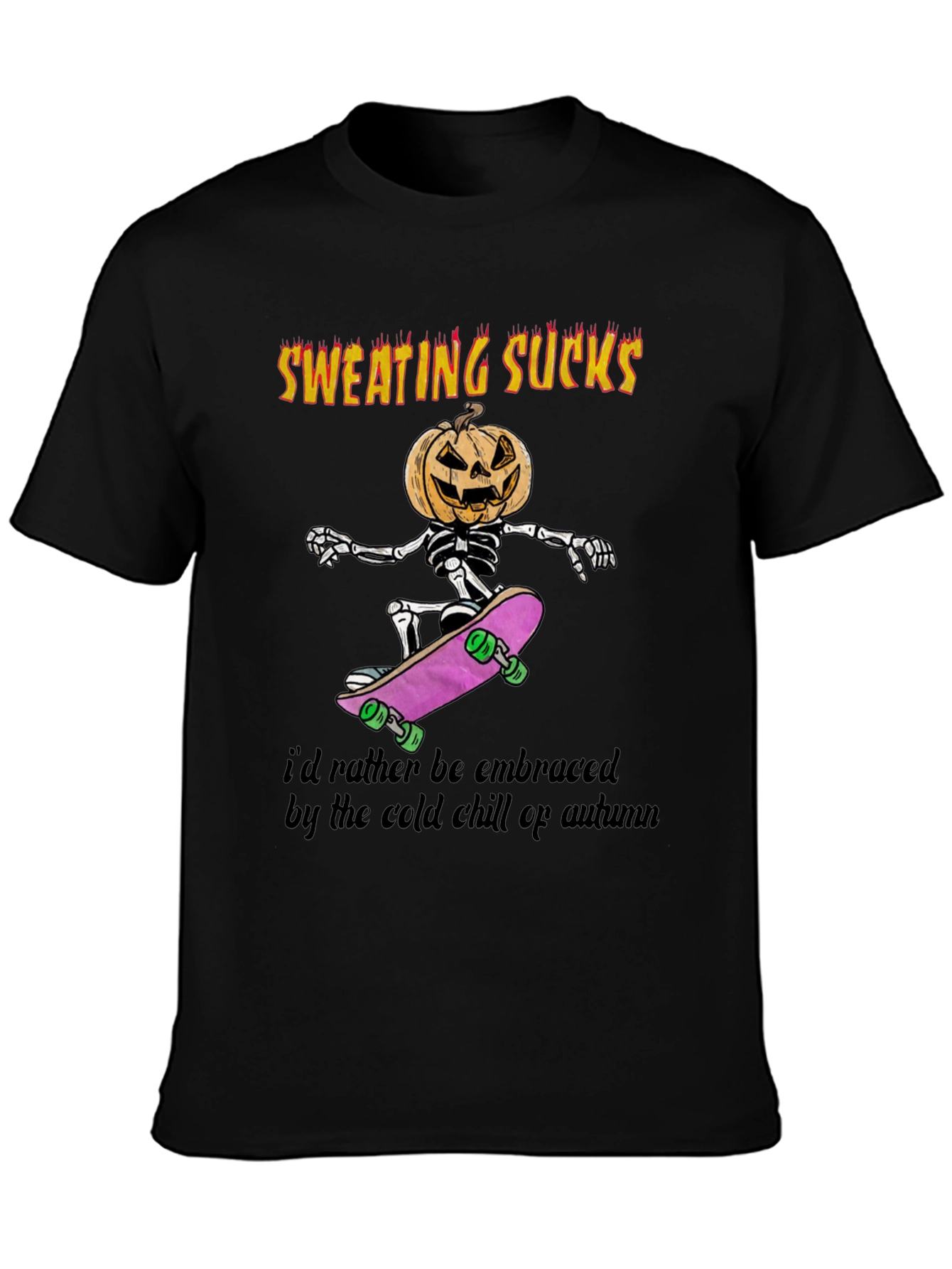 Sweating Sucks Halloween Skeleton Skateboarder T-Shirt