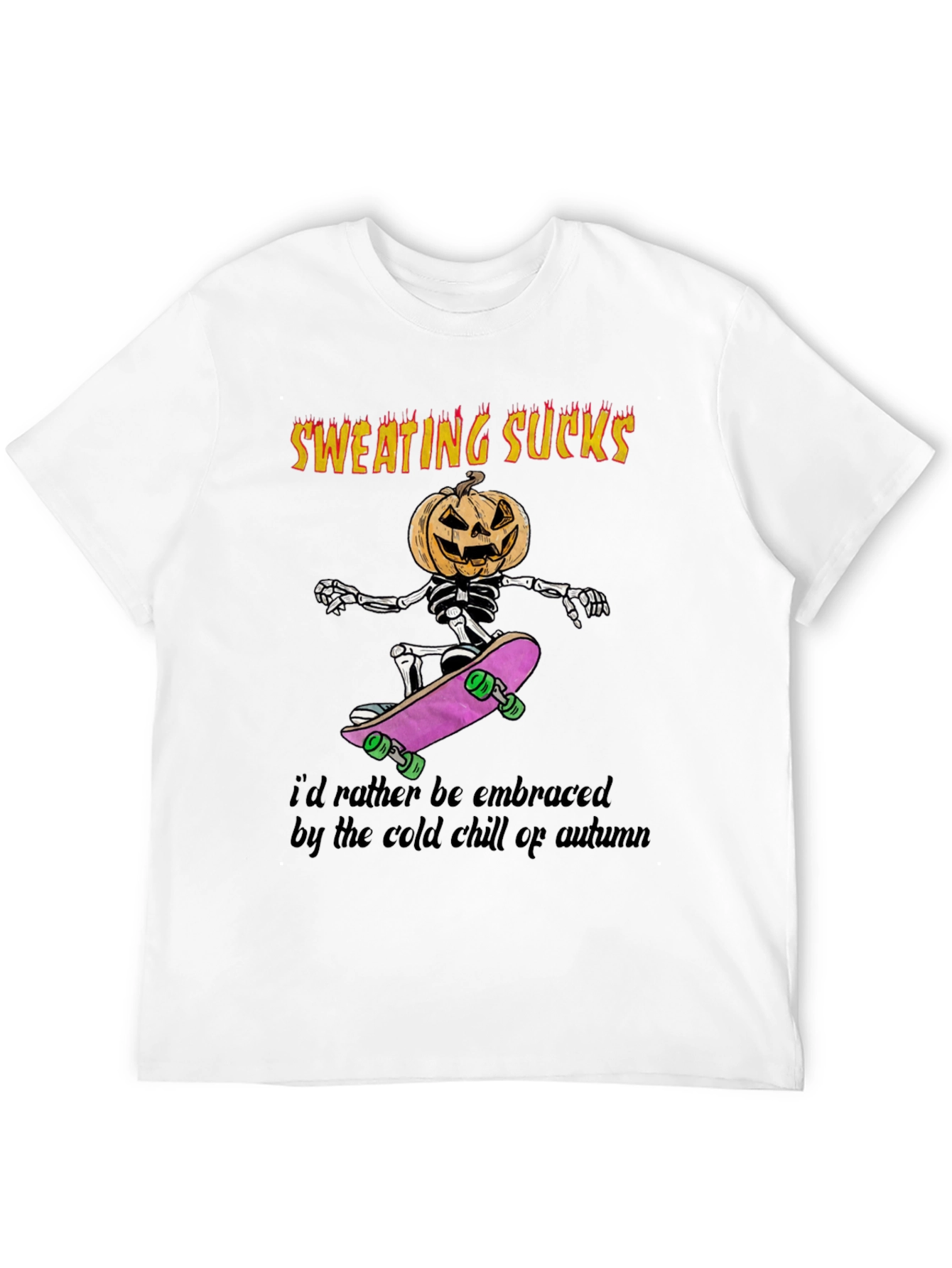 Sweating Sucks Halloween Skeleton Skateboarder T-Shirt