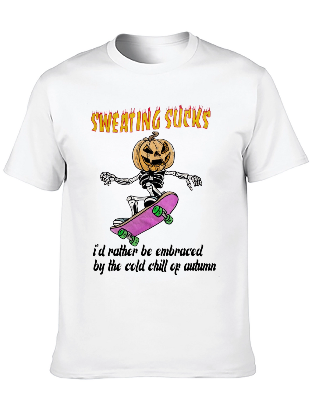 Sweating Sucks Halloween Skeleton Skateboarder T-Shirt