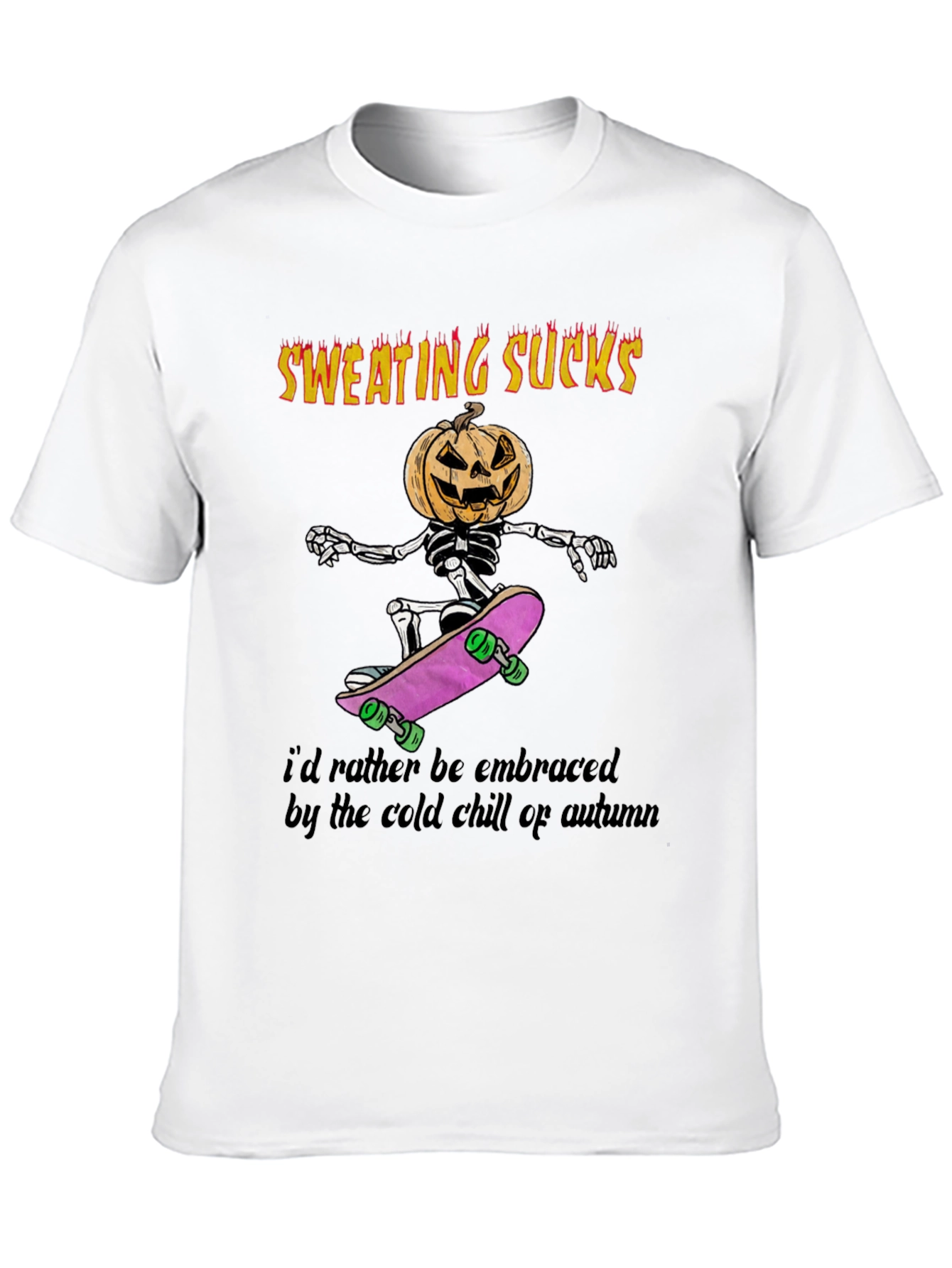 Sweating Sucks Halloween Skeleton Skateboarder T-Shirt