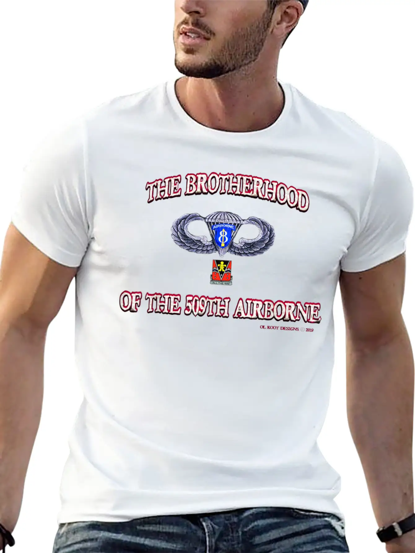 Ol Koot Designs BROTHERHOOD AIRBORNE Stylish Everyday T-Shirt – Unisex Basic Cotton Tee
