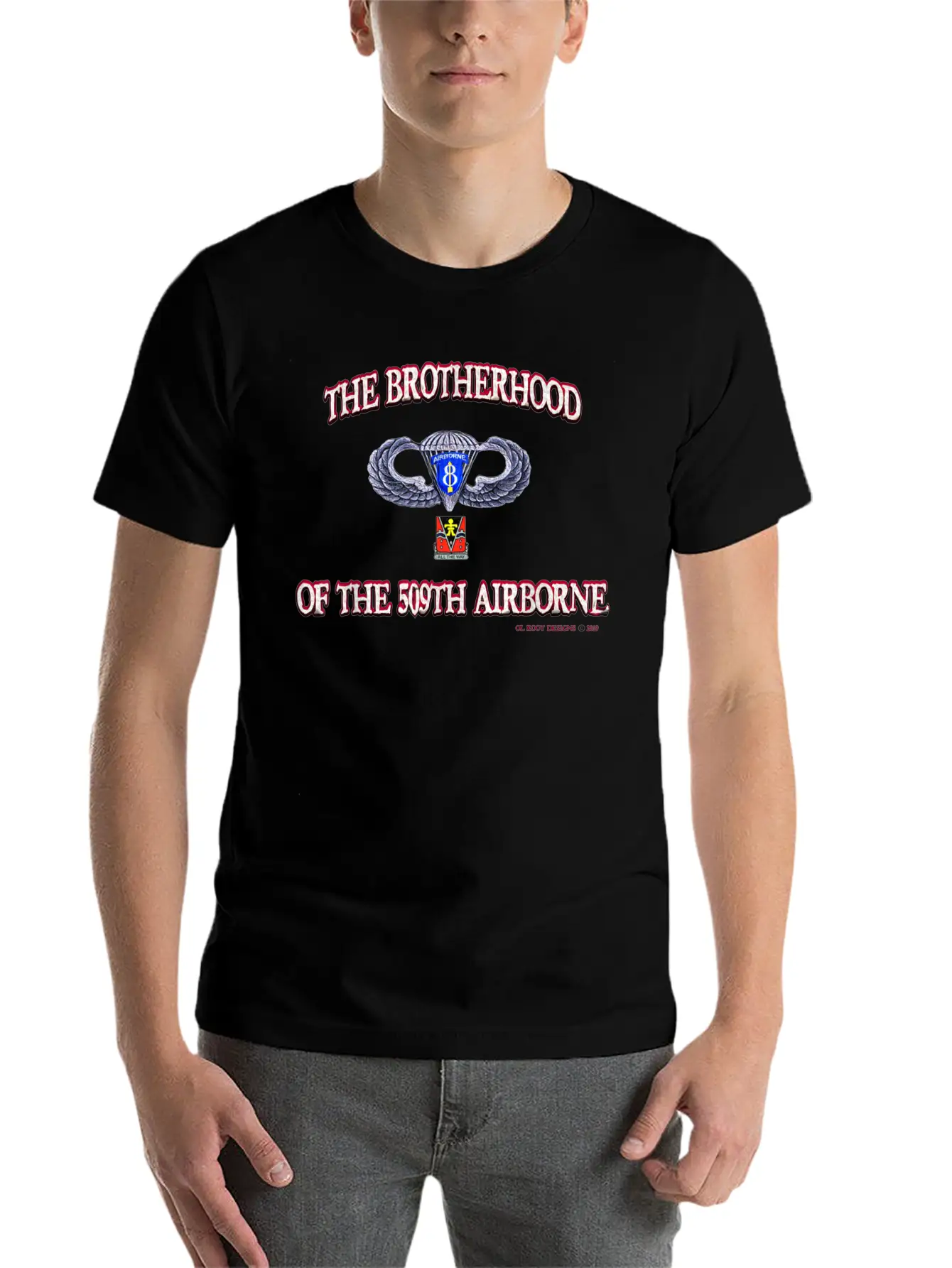 Ol Koot Designs BROTHERHOOD AIRBORNE Stylish Everyday T-Shirt – Unisex Basic Cotton Tee