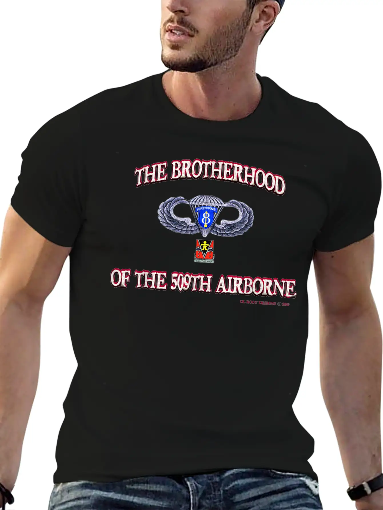 Ol Koot Designs BROTHERHOOD AIRBORNE Stylish Everyday T-Shirt – Unisex Basic Cotton Tee