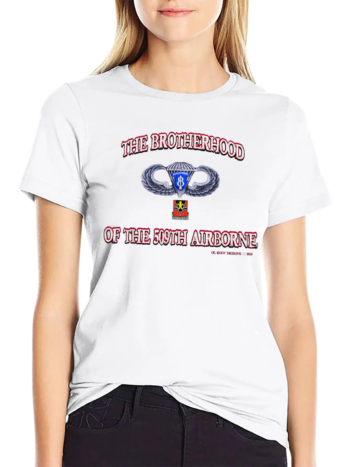 Ol Koot Designs BROTHERHOOD AIRBORNE Stylish Everyday T-Shirt – Unisex Basic Cotton Tee