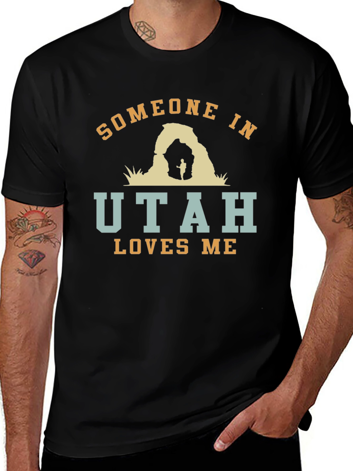 Someone in Utah Loves Me Black Graphic T-Shirt