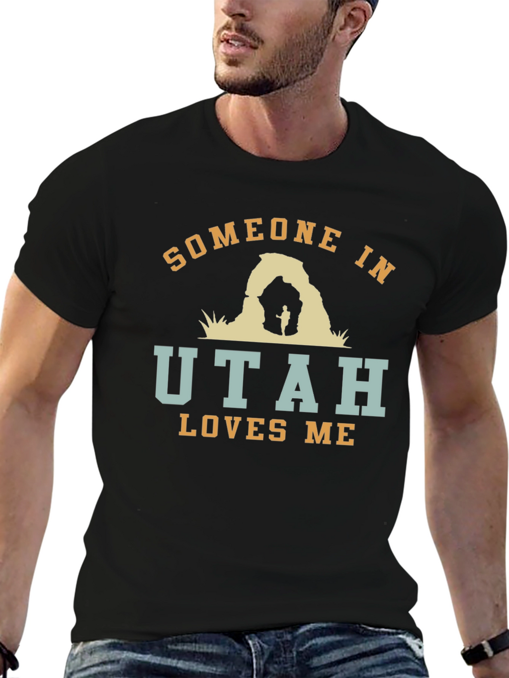 Someone in Utah Loves Me Black Graphic T-Shirt