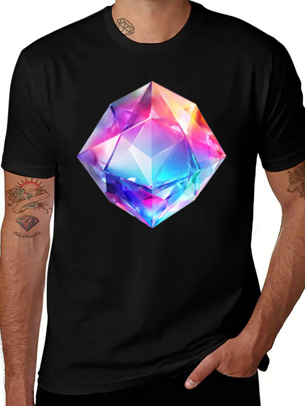 Olographic Diamond Unisex Short Sleeve Soft Cotton T-Shirt – Casual Everyday Wear